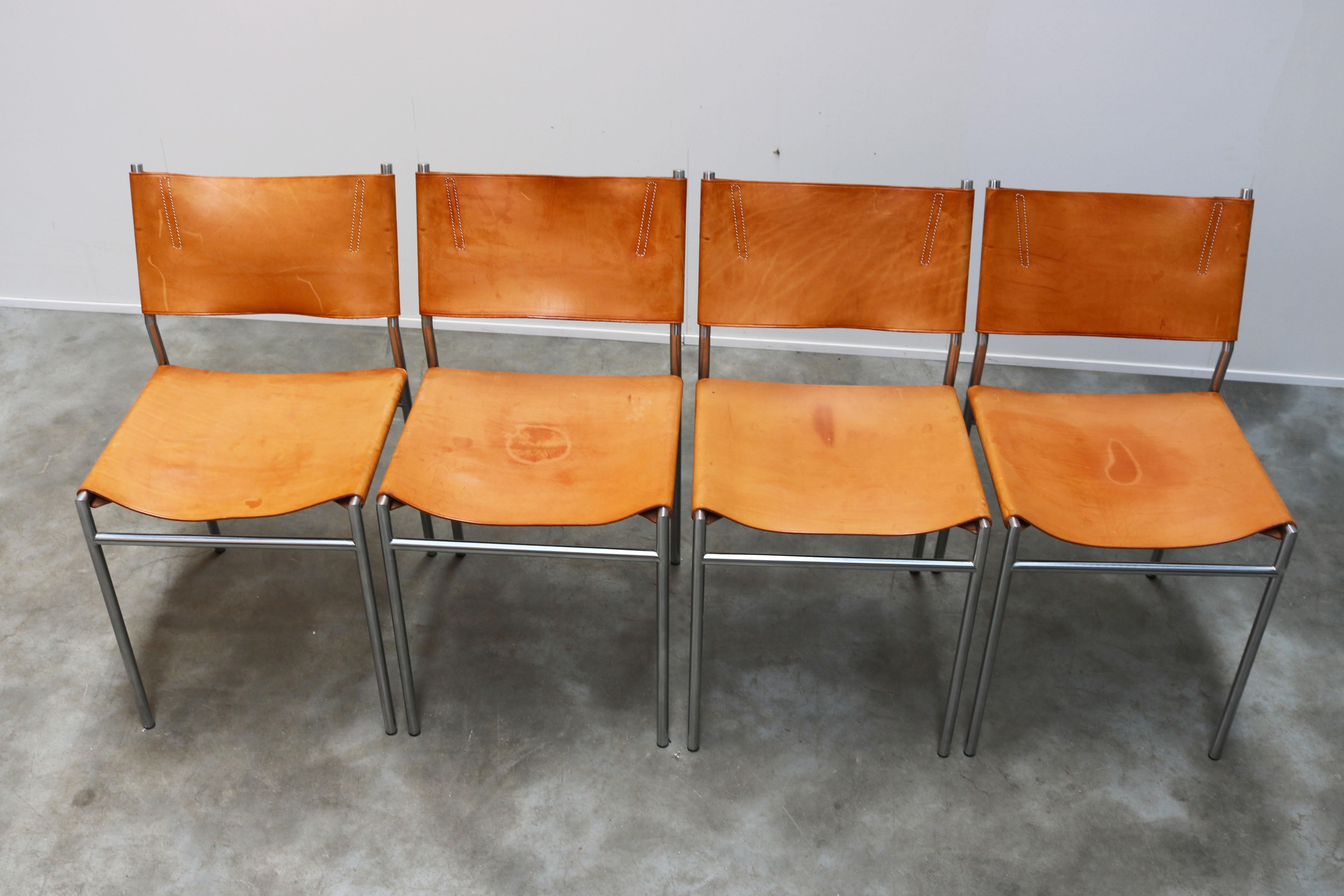 Se06 Chairs by Martin Visser for 'T Spectrum, 1962 Chrome, Gocnac Leather 'b' 6