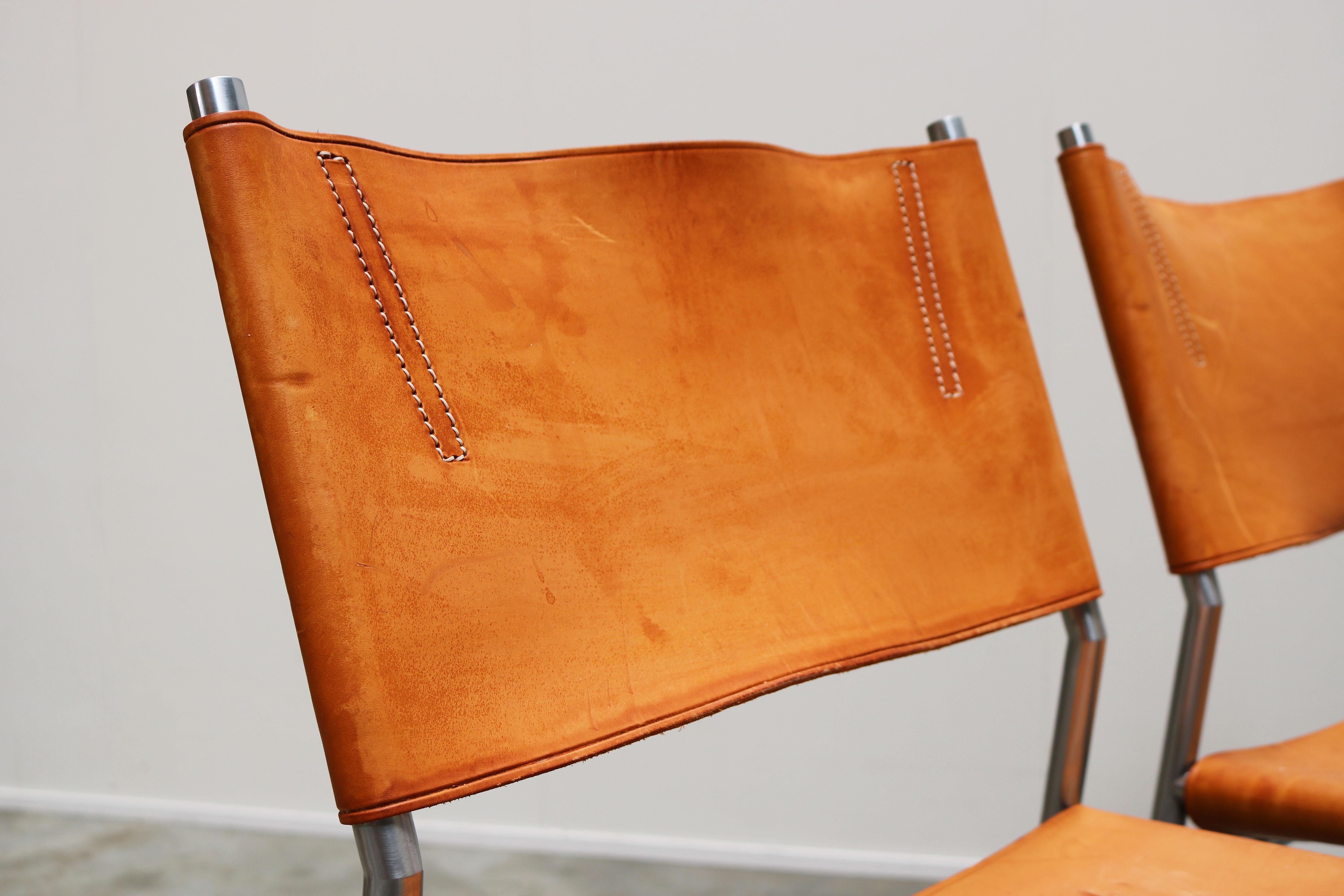 Mid-20th Century Se06 Chairs by Martin Visser for 'T Spectrum, 1962 Chrome, Gocnac Leather 'b'