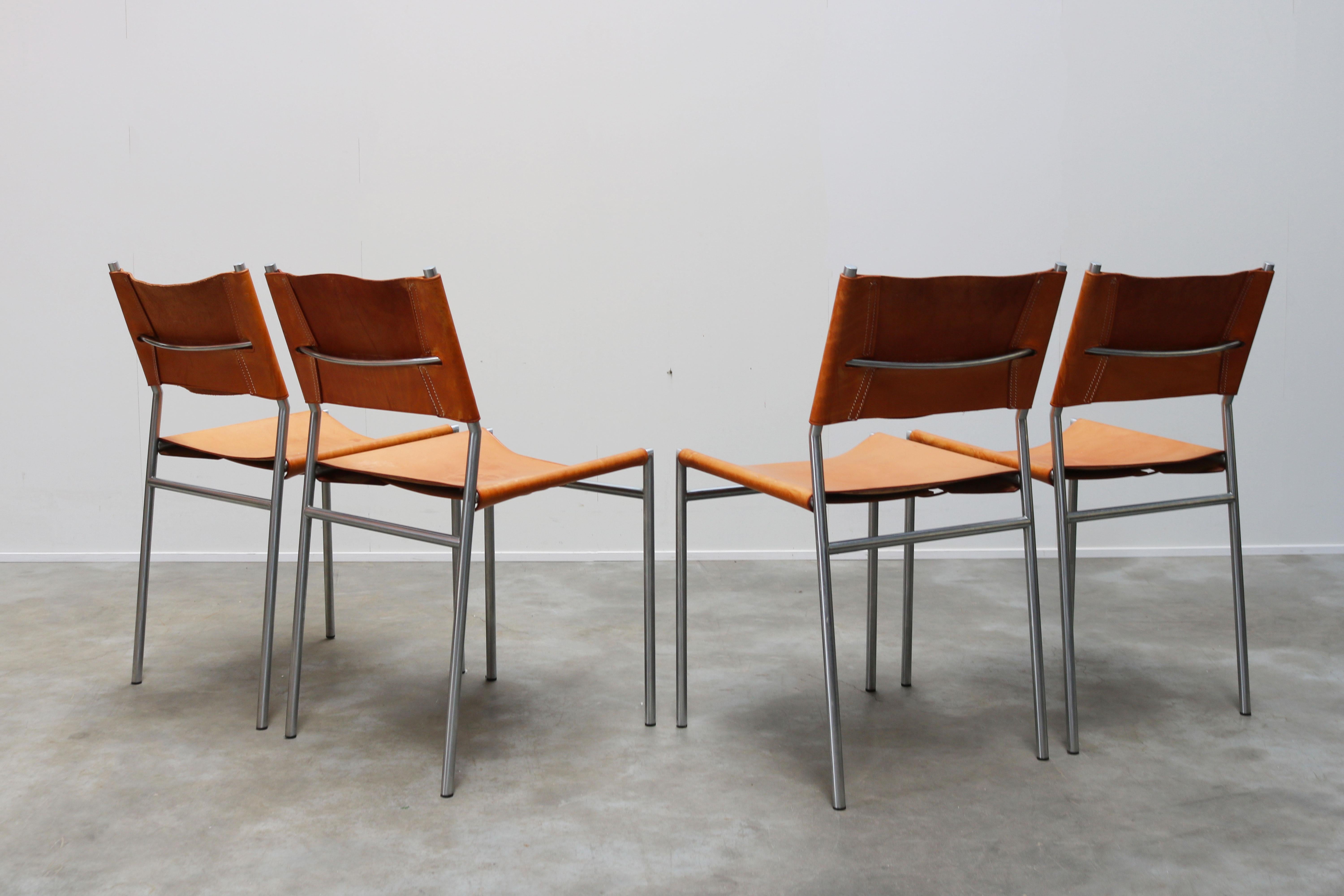Se06 Chairs by Martin Visser for 'T Spectrum, 1962 Chrome, Gocnac Leather 'b' 3