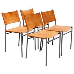 Se06 Chairs by Martin Visser for 'T Spectrum, 1962 Chrome, Gocnac Leather 'b'
