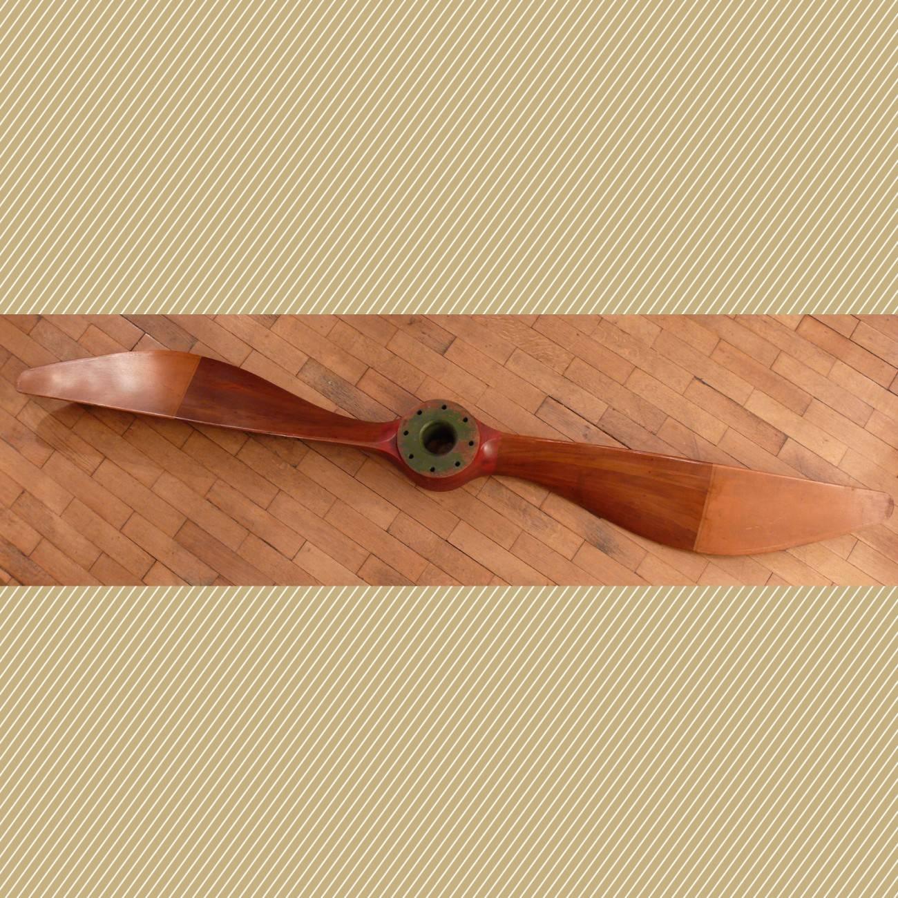 A stunning laminated Walnut propeller from an S.E.5. First World War fighter plane. Details from the makers, 'The Integral Propeller Co. Limited' are intact and the propeller is completely untouched with the ends of the blades covered in doped