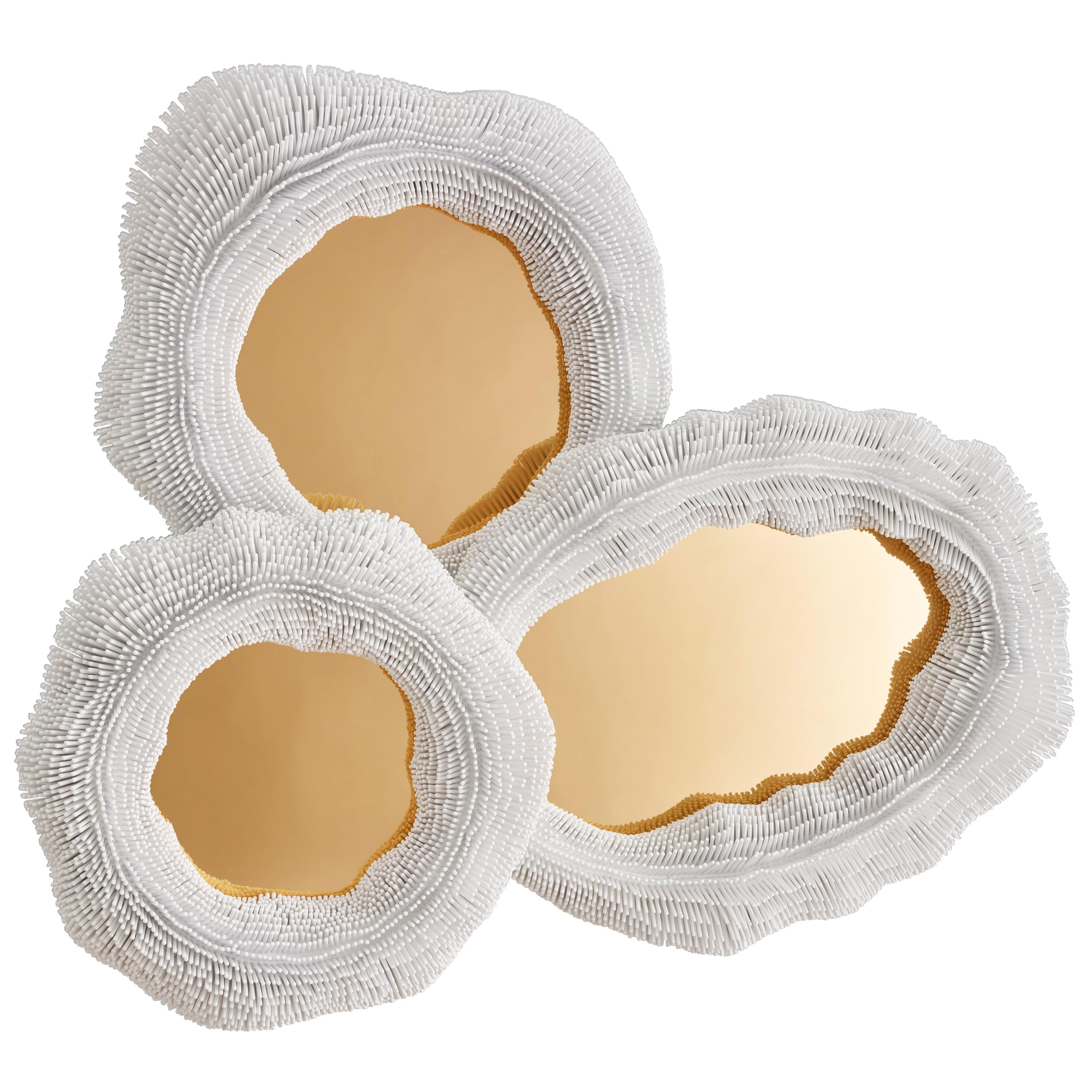 'Sea Anemone' Mirror, includes Three Mirrors Coloured in Gold - Large Size