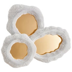 'Sea Anemone' Mirror, includes Three Mirrors Coloured in Gold - Large Size