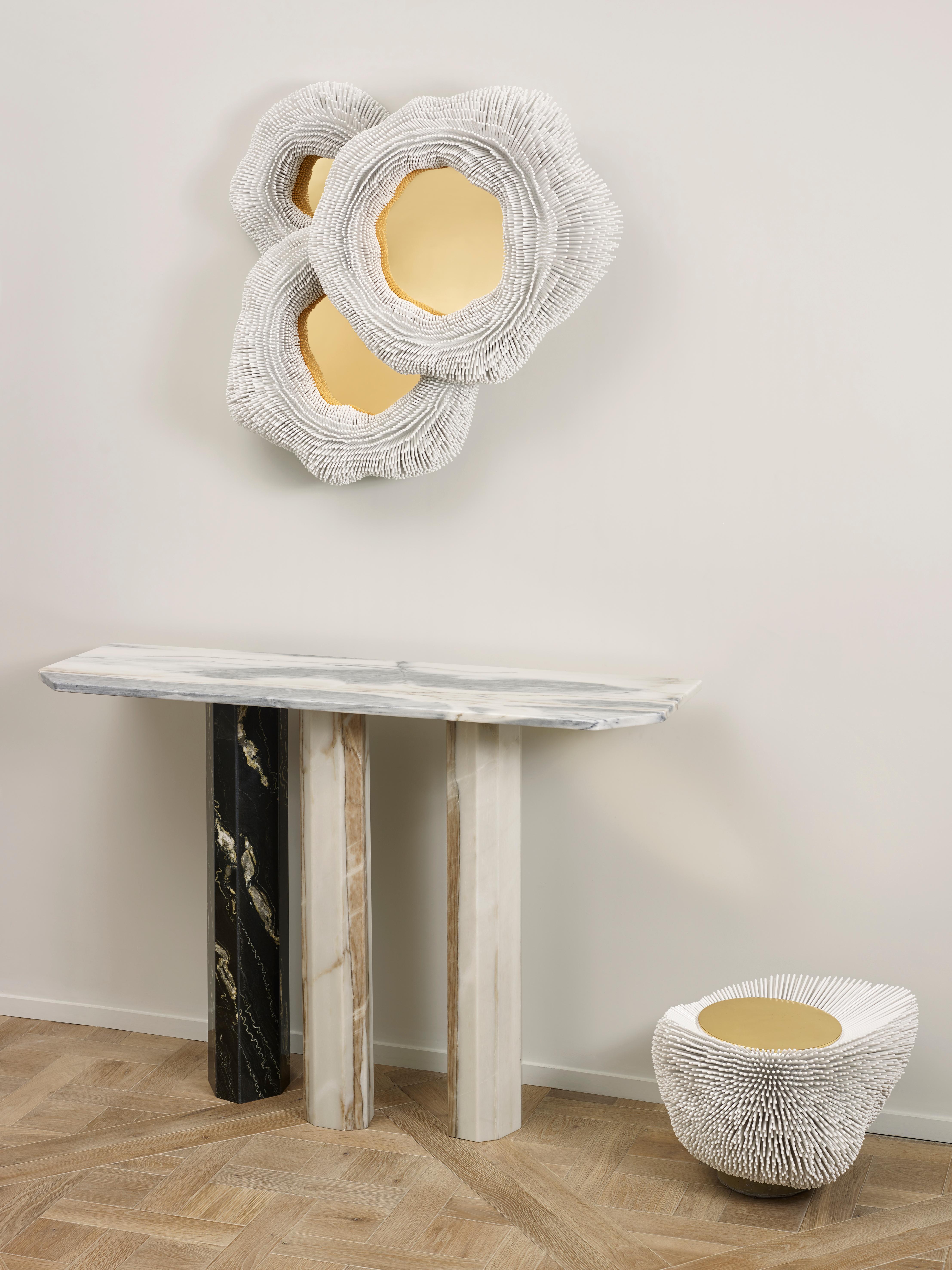 'Sea Anemone' Mirror, includes Three Mirrors Coloured in Gold - Medium Size In New Condition In Paris, FR