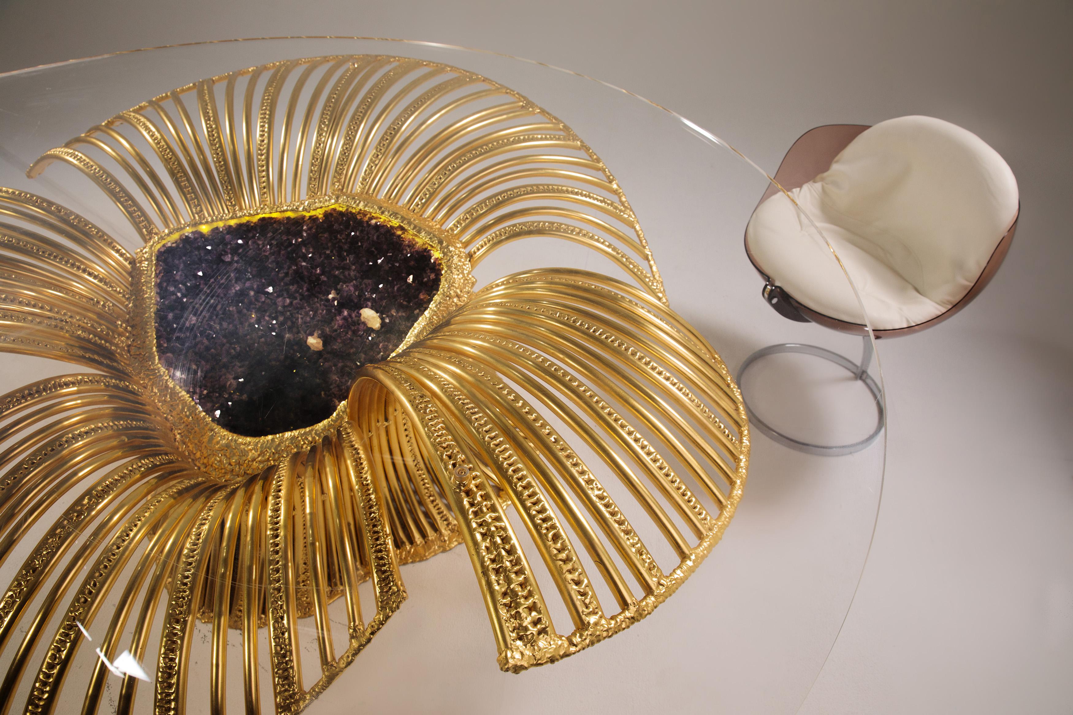Brass Sea Anemone, Sculpture-Table by Richard Faure