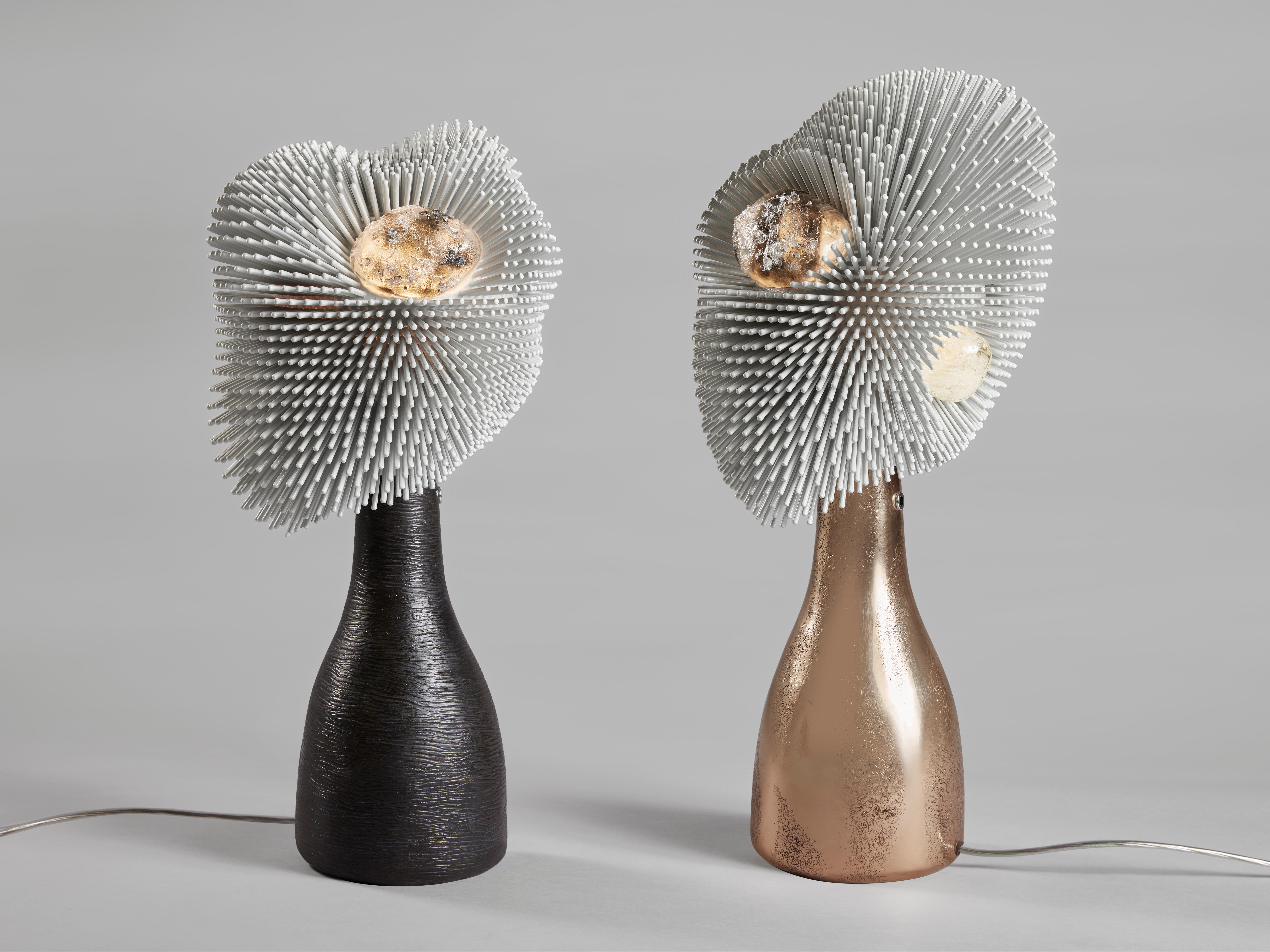 'Sea Anemone' Table Light with Black Bronze by Pia Maria Raeder In New Condition For Sale In Paris, FR