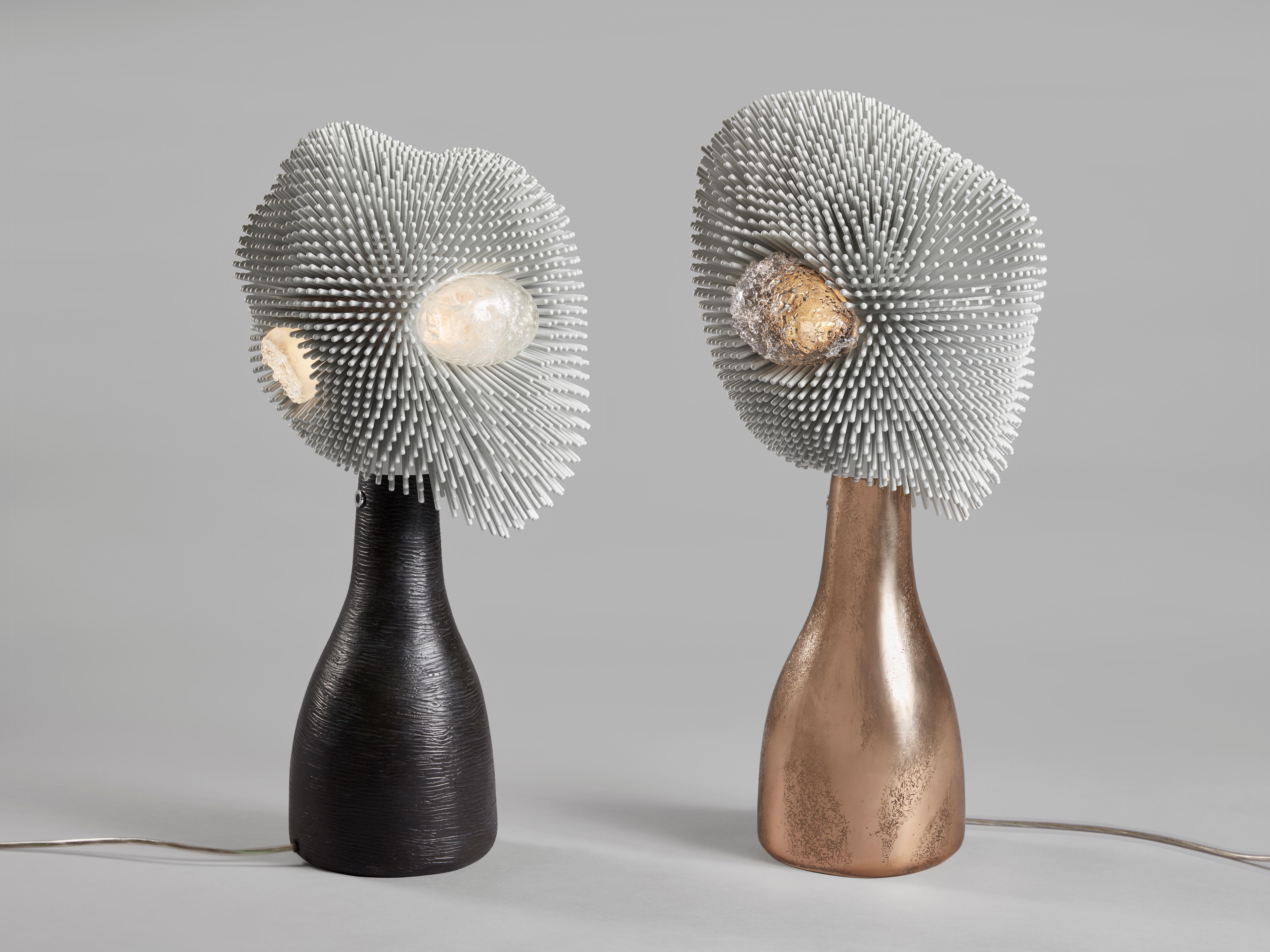 Polished 'Sea Anemone' Table Light with Golden Bronze Base by Pia Maria Raeder For Sale