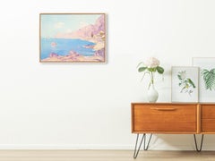 Baia del mare Olio su tela Paesaggio incorniciato Oceano Barche Costa Area