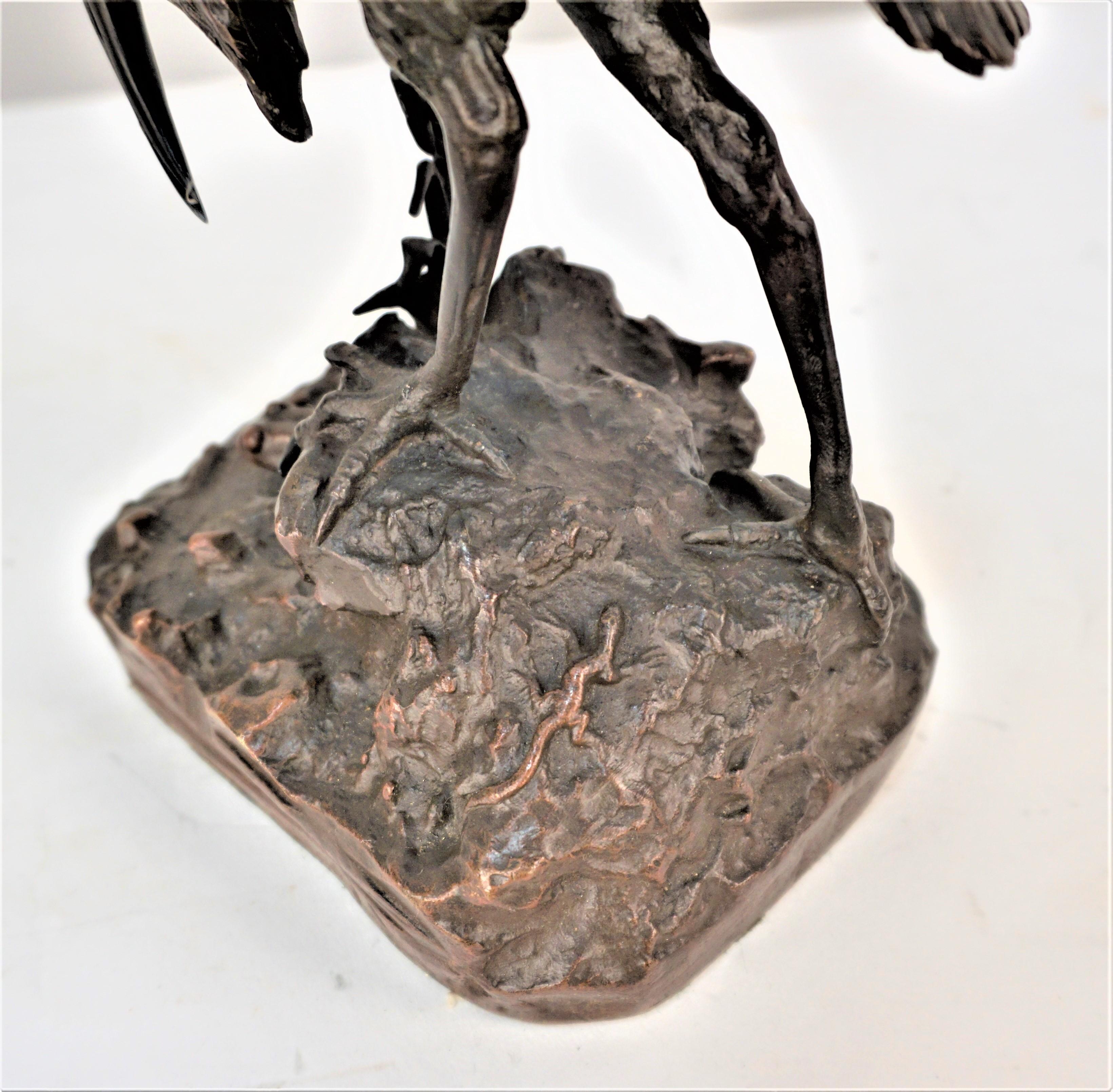 French Sea Bird and Forge Bronze Sculpture For Sale