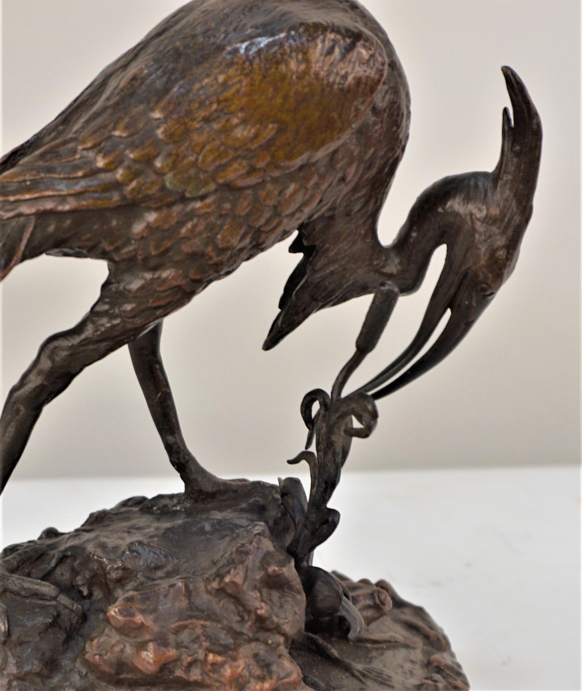 Early 20th Century Sea Bird and Forge Bronze Sculpture For Sale
