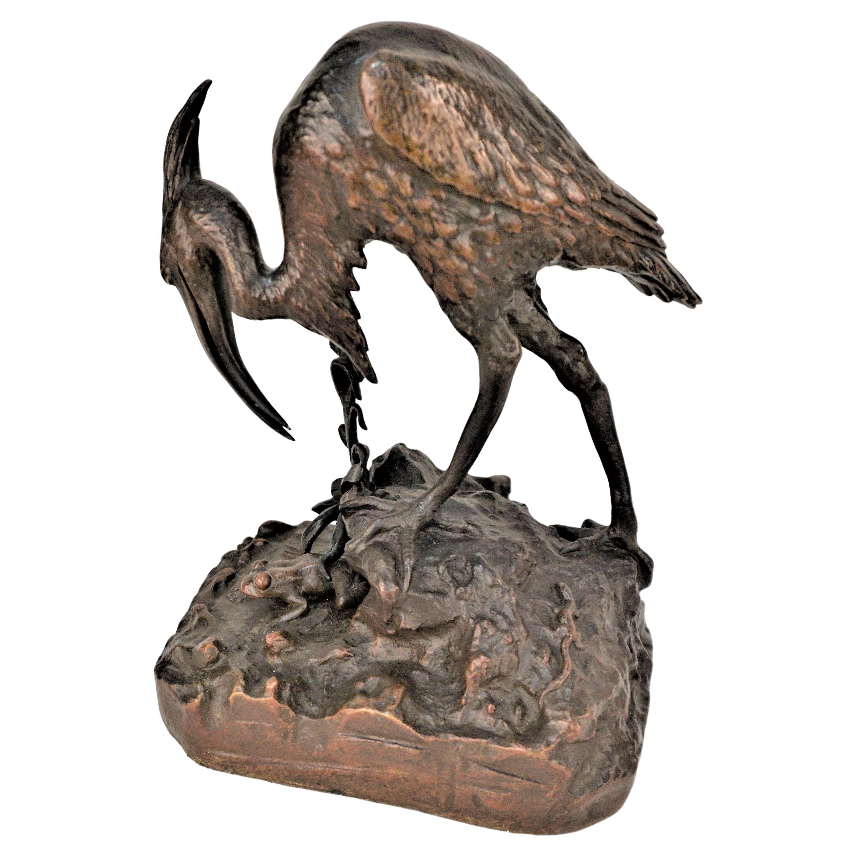 Bronzeskulptur Meeresvogel und Schmiedeeisen