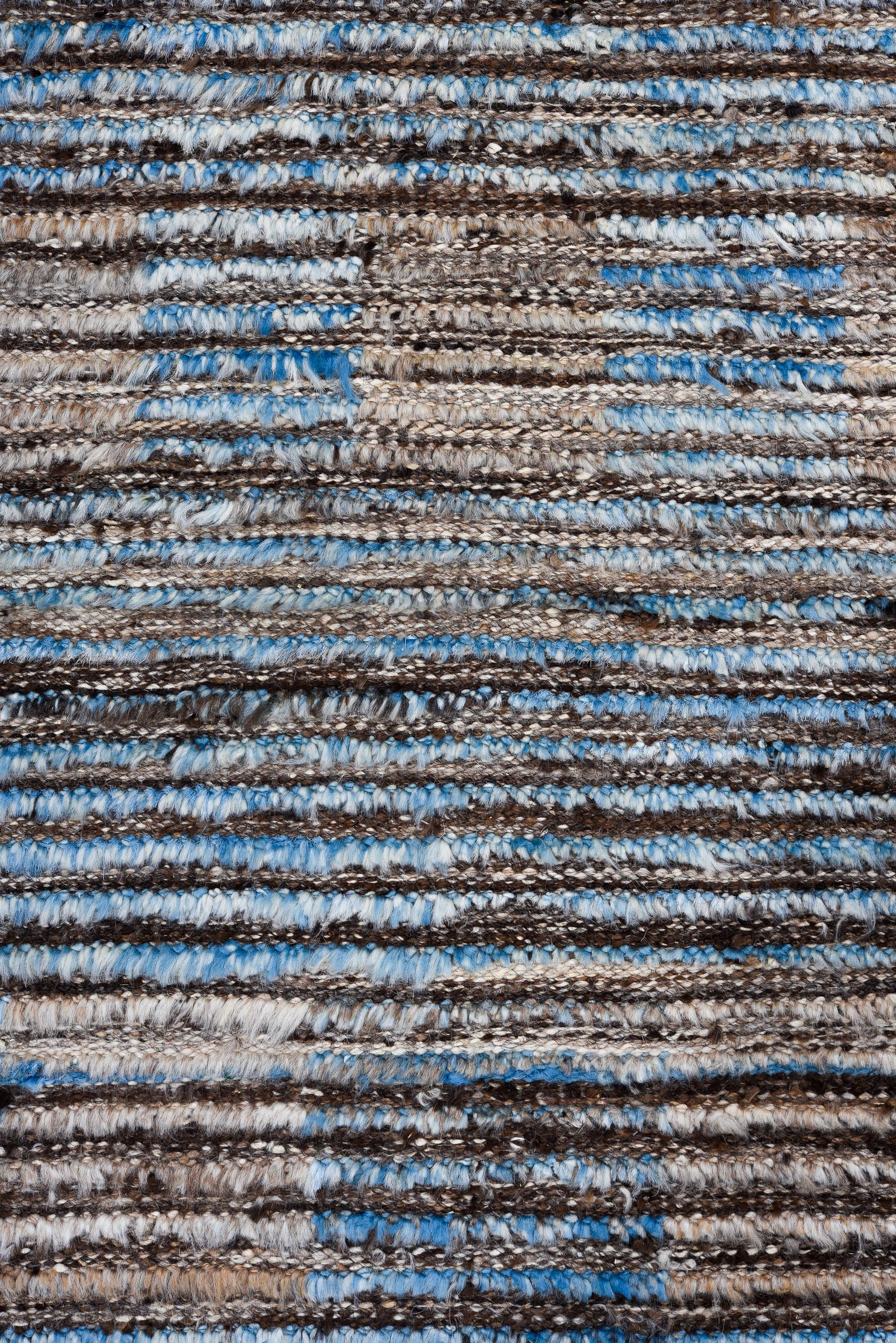 Afghan Sea Blue and Mudslide Brown Checkered Tulu For Sale