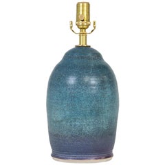 Sea-Blue Cloche Shaped Ceramic Lamp