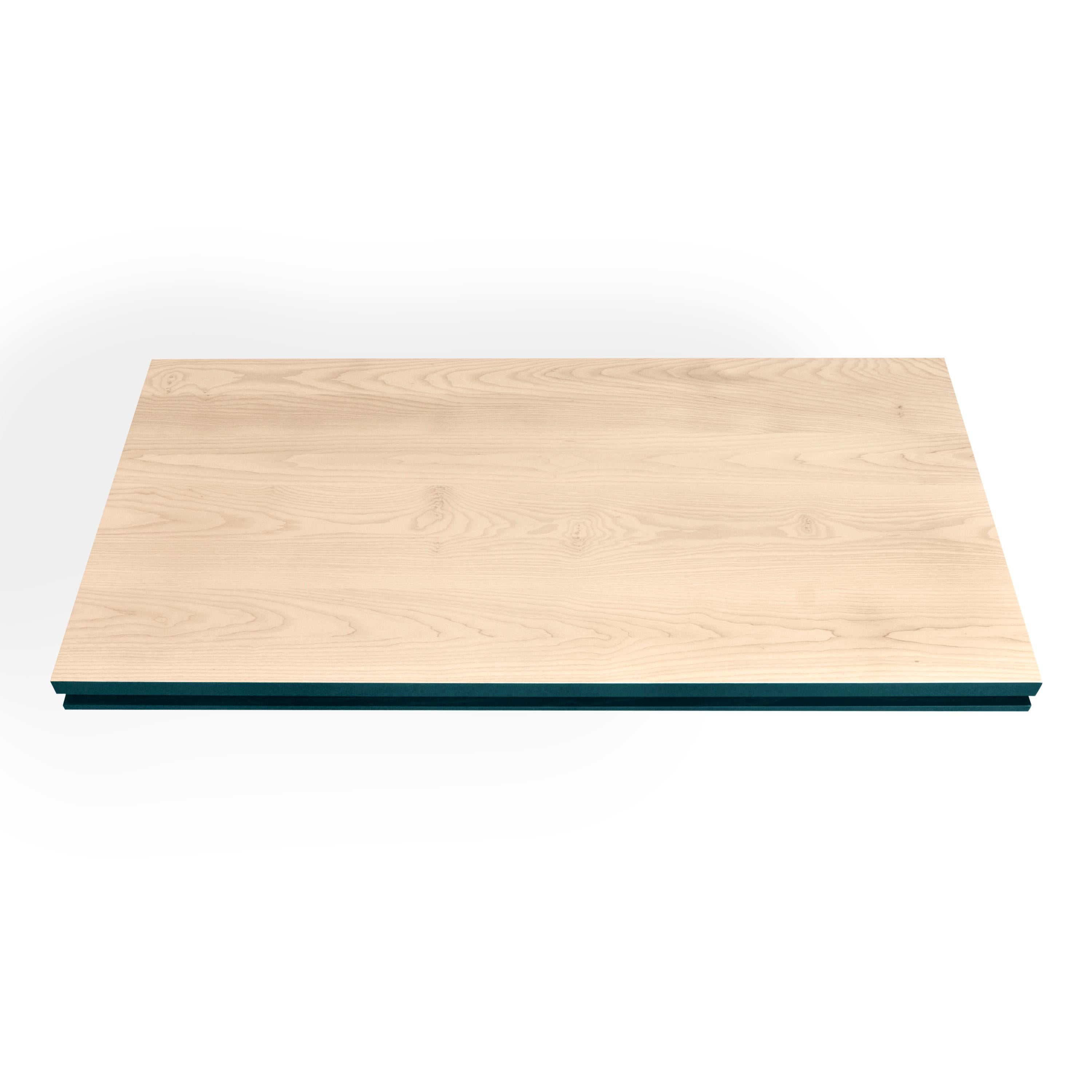 Sea Blue Extensible Design Table, 100% Solid Wood and Customizable For Sale 2
