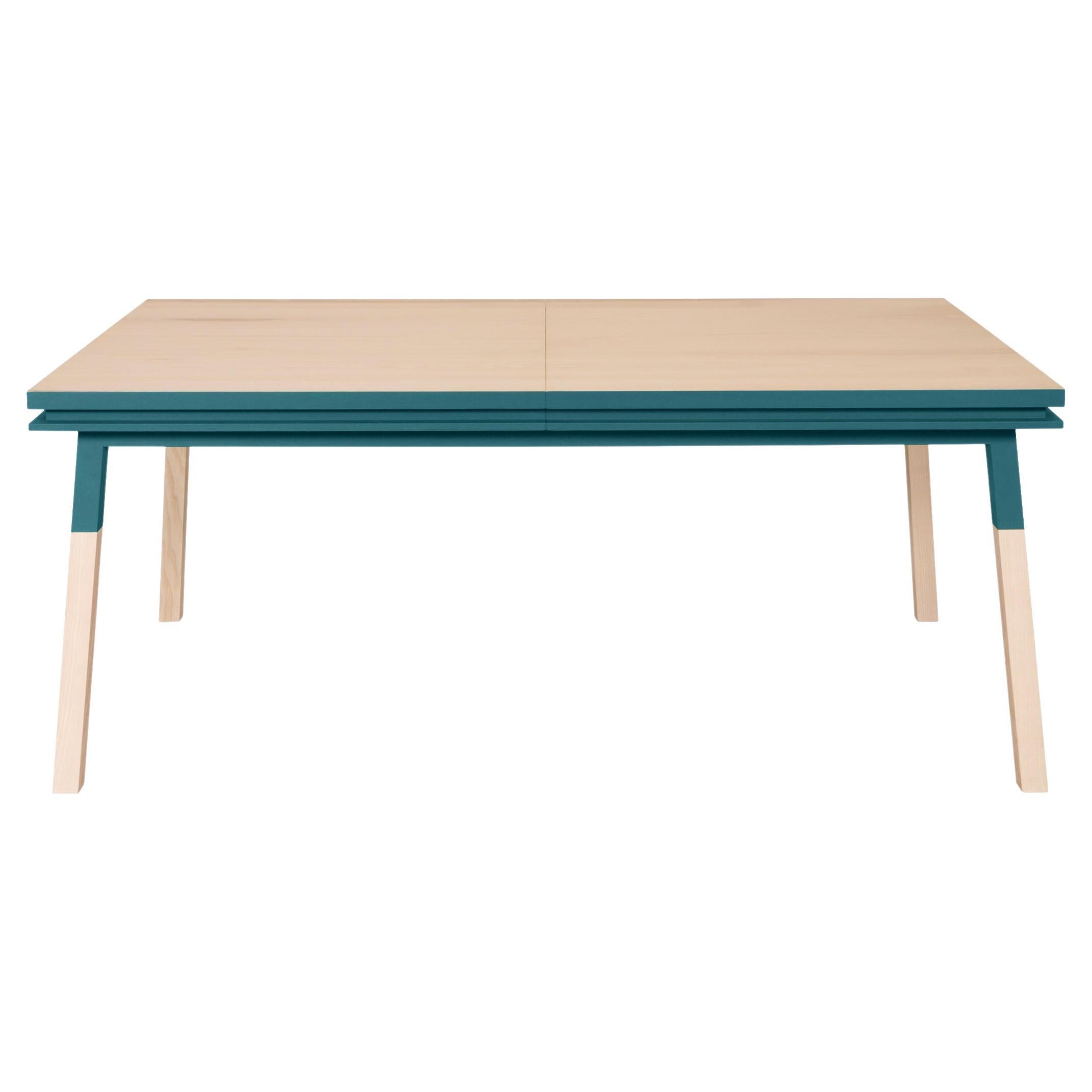 Sea Blue Extensible Design Table, 100% Solid Wood and Customizable