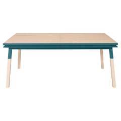 Sea Blue Extensible Design Table, 100% Solid Wood and Customizable