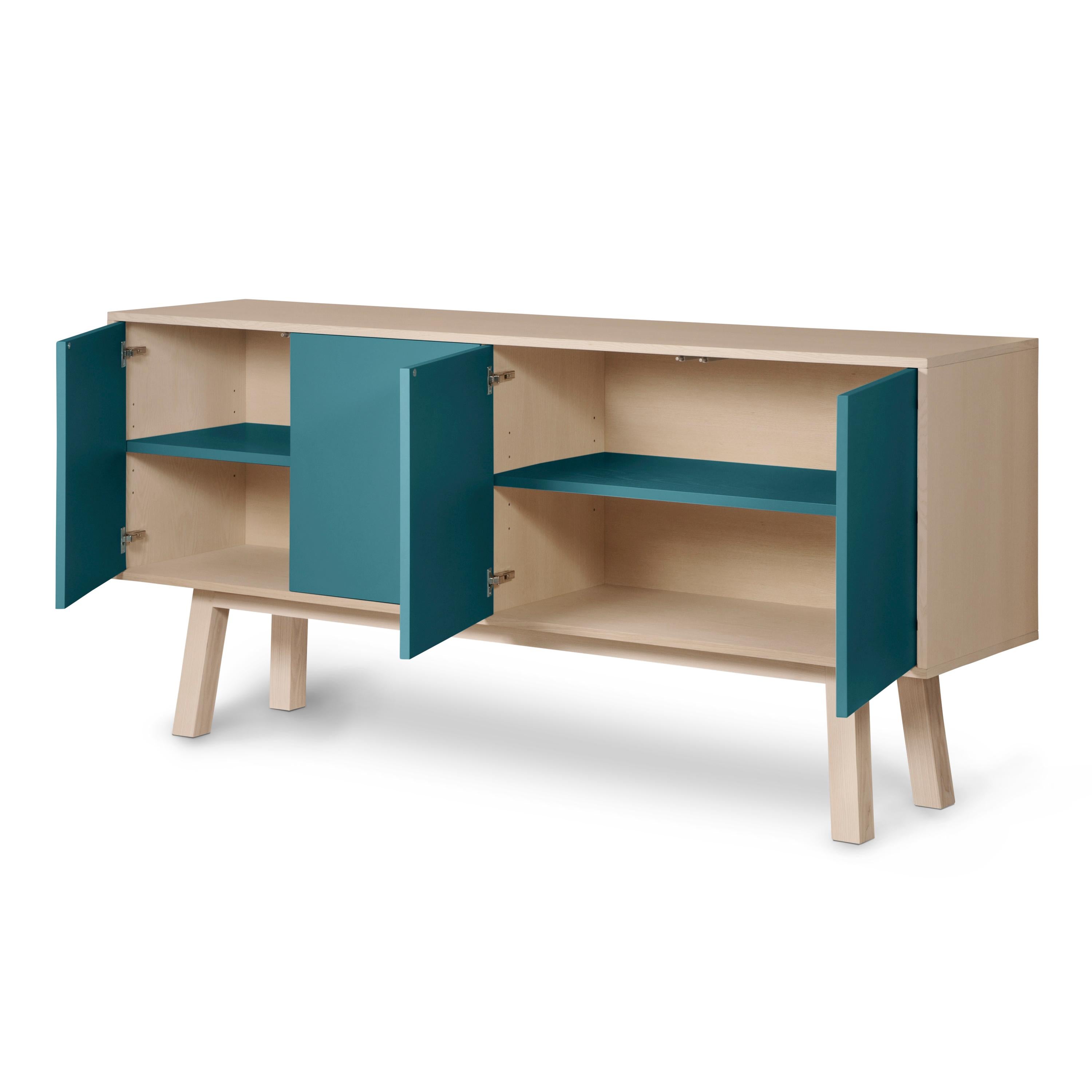 Sea Blue Kube Sideboard in a Scandinavian Style by Eric Gizard Paris For Sale 2
