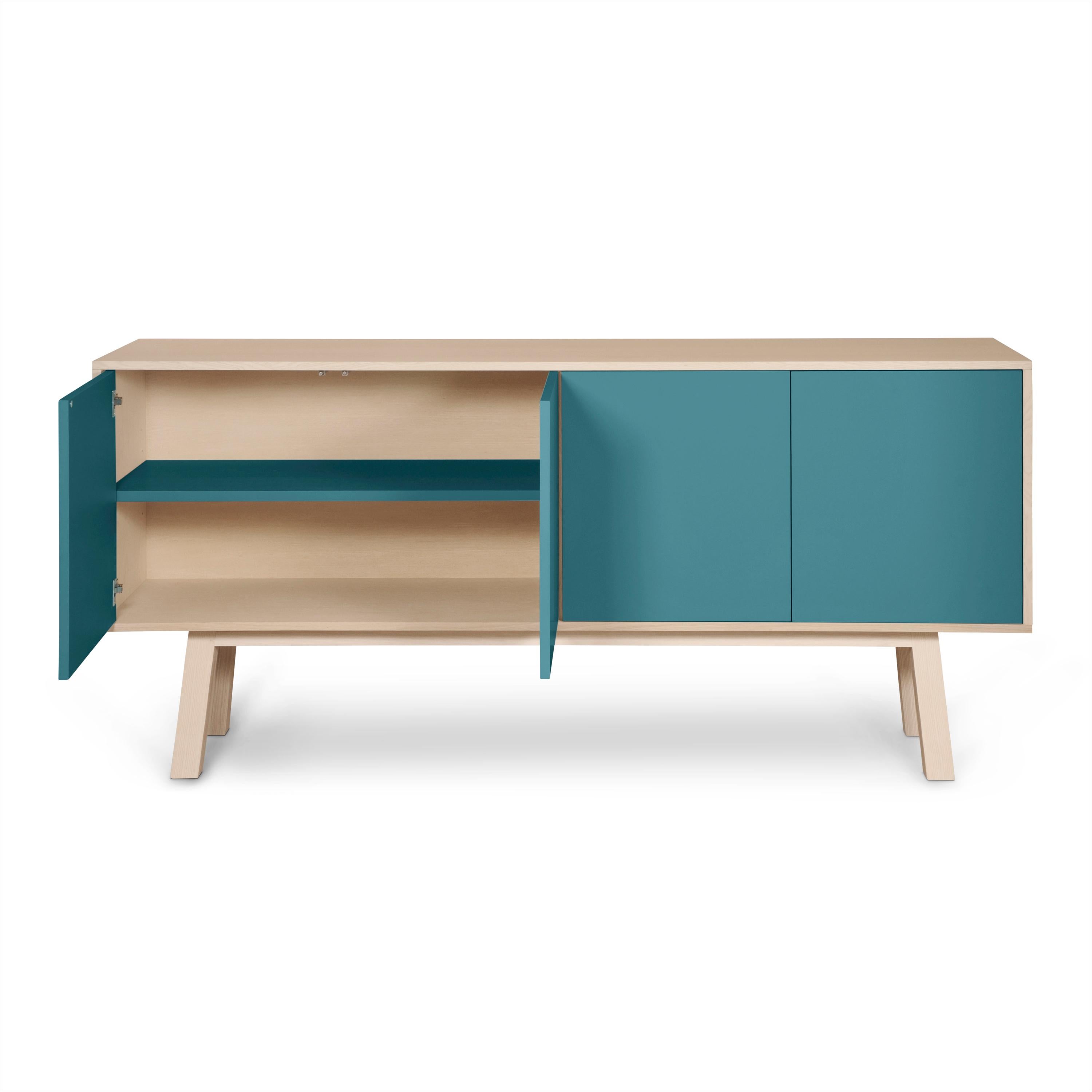 Contemporary Sea Blue Kube Sideboard in a Scandinavian Style by Eric Gizard Paris For Sale