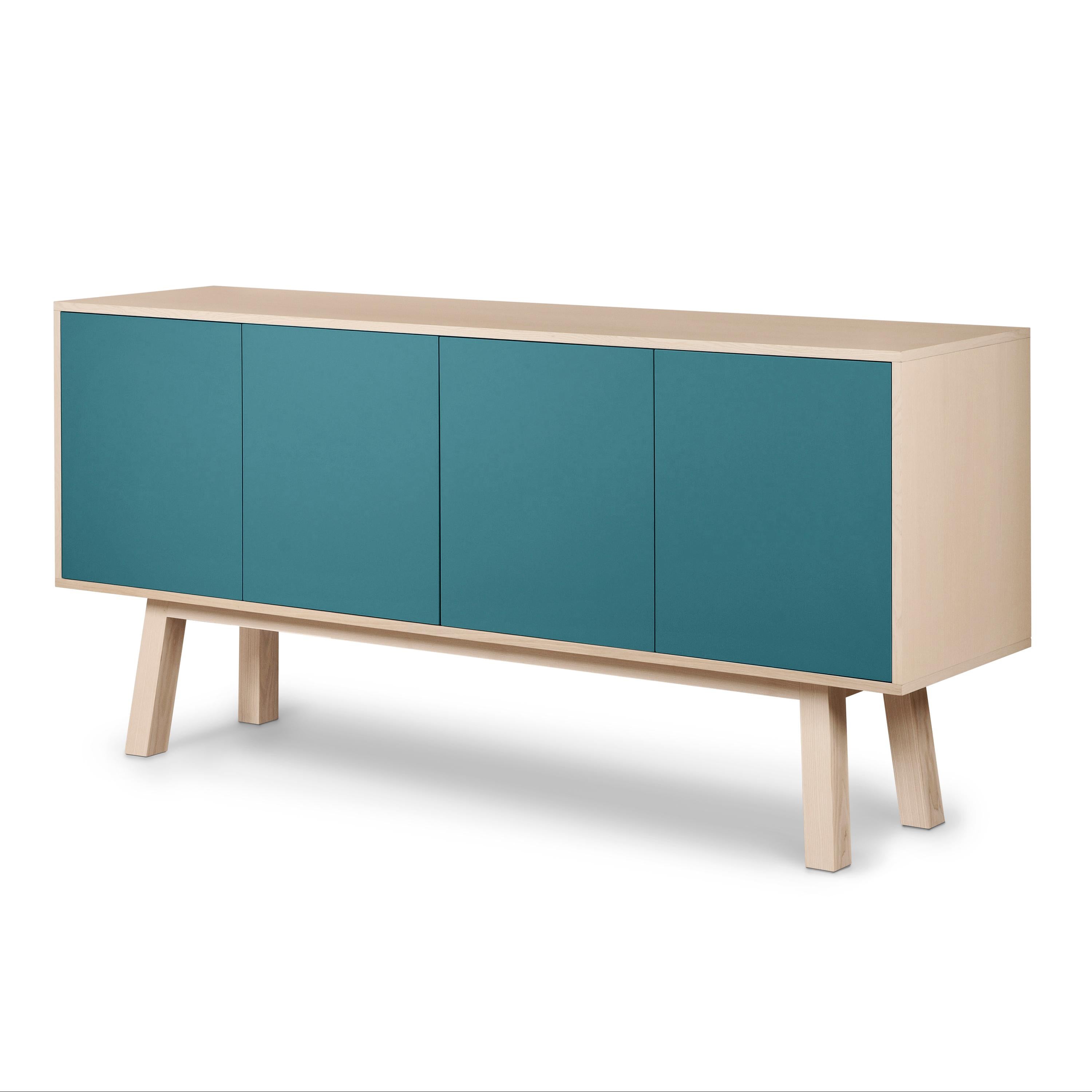 Ash Sea Blue Kube Sideboard in a Scandinavian Style by Eric Gizard Paris For Sale