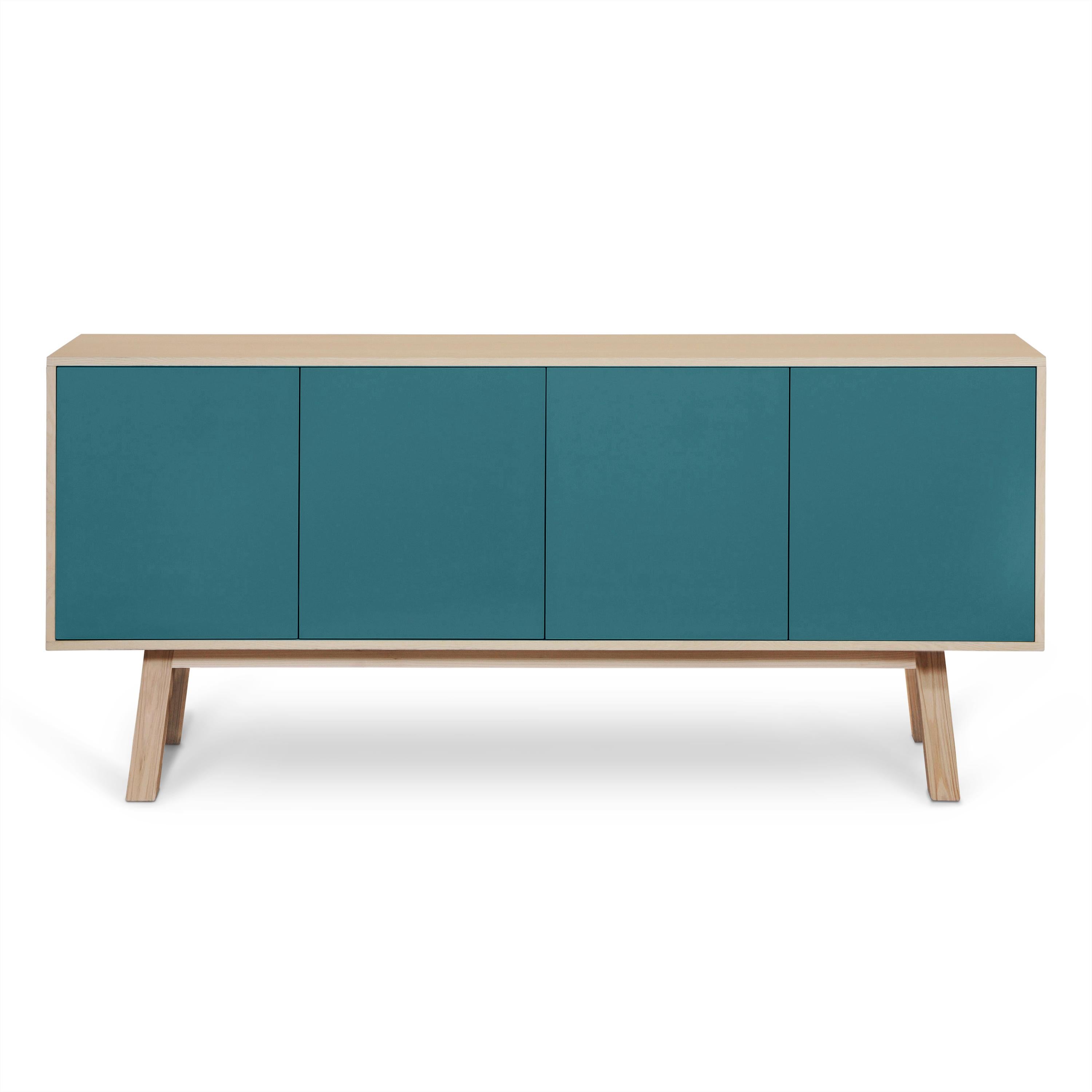 Sea Blue Kube Sideboard in a Scandinavian Style by Eric Gizard Paris For Sale 1