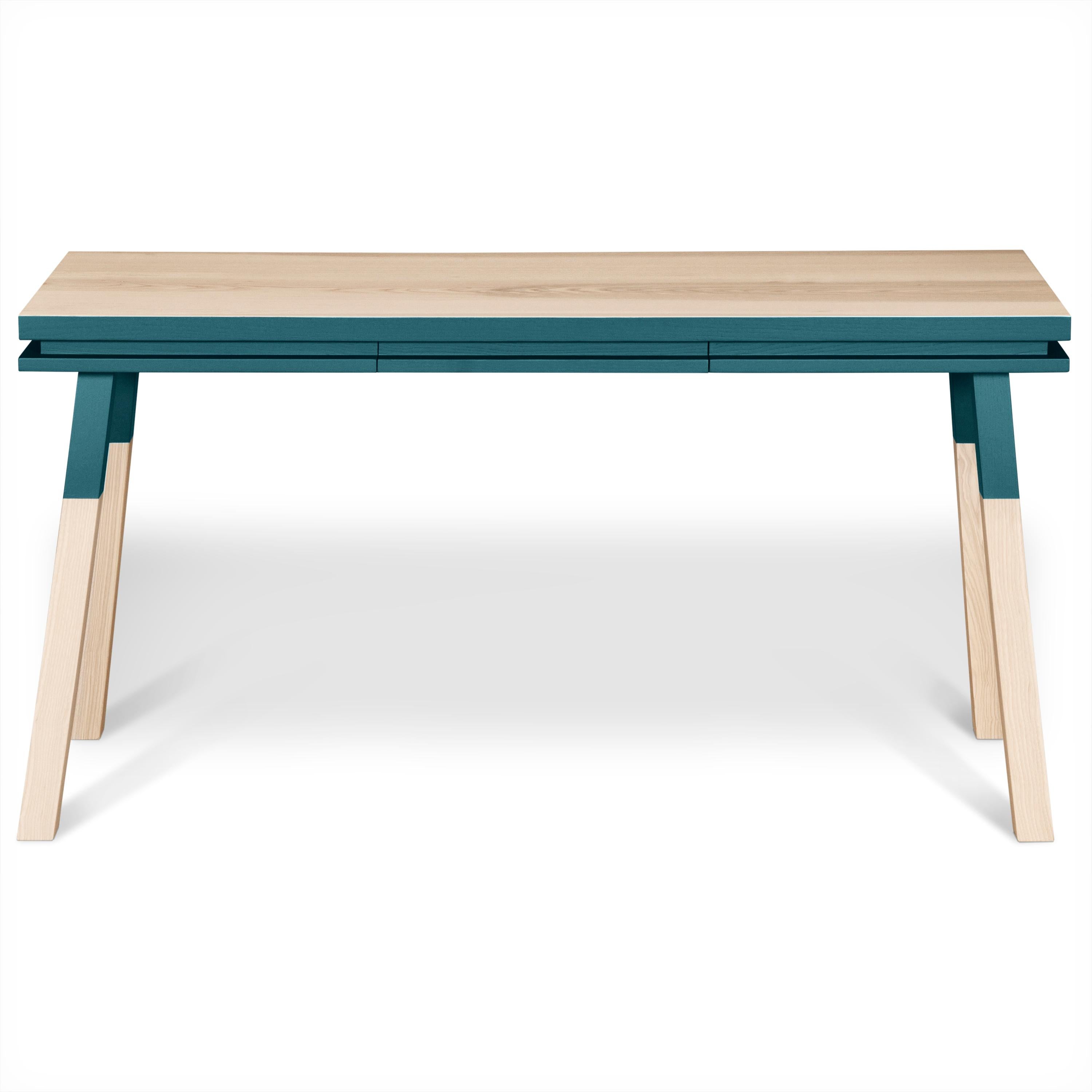 Contemporary Sea blue writing table in 11 colours design by Eric Gizard, Paris - French craft For Sale