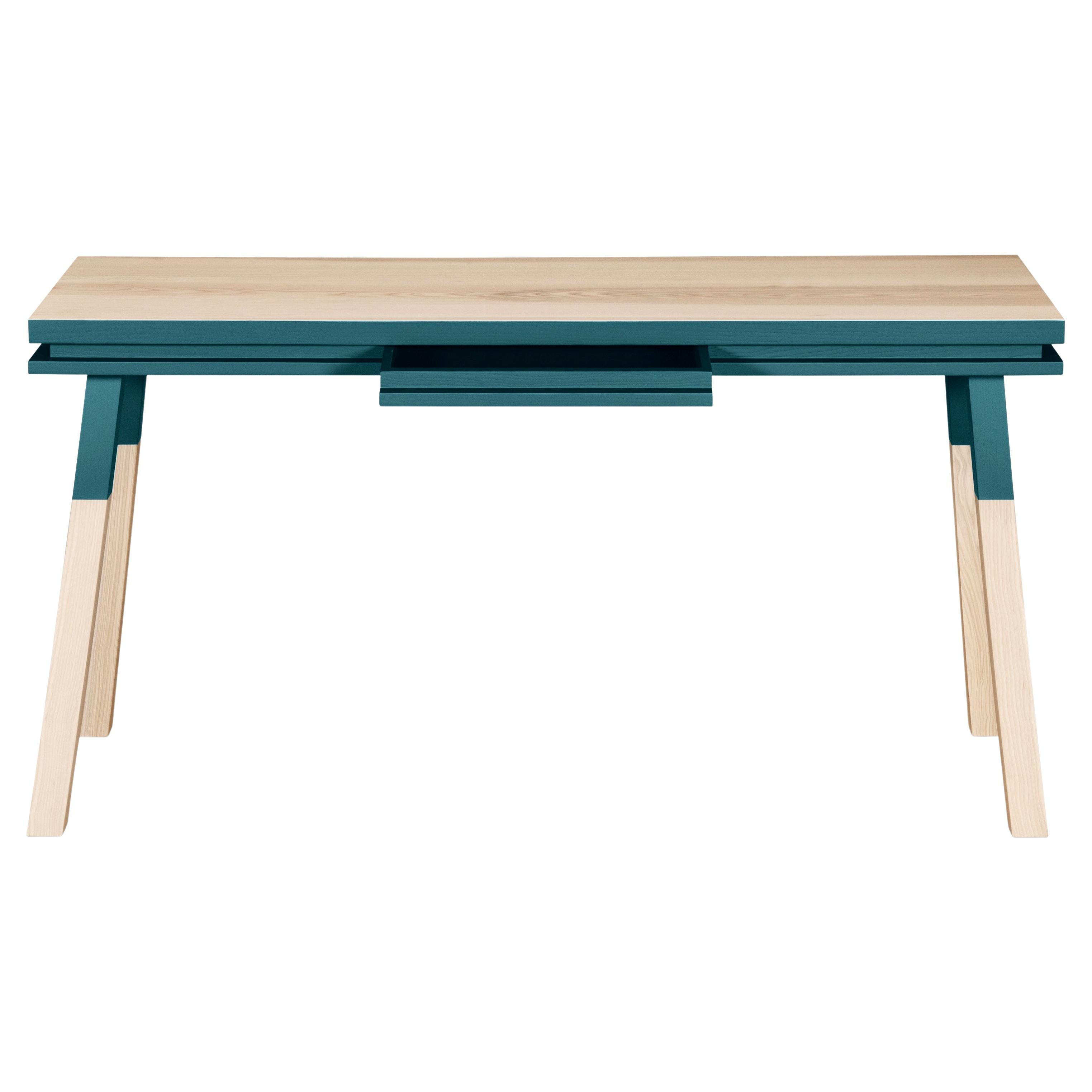 Sea blue writing table in 11 colours design by Eric Gizard, Paris - French craft