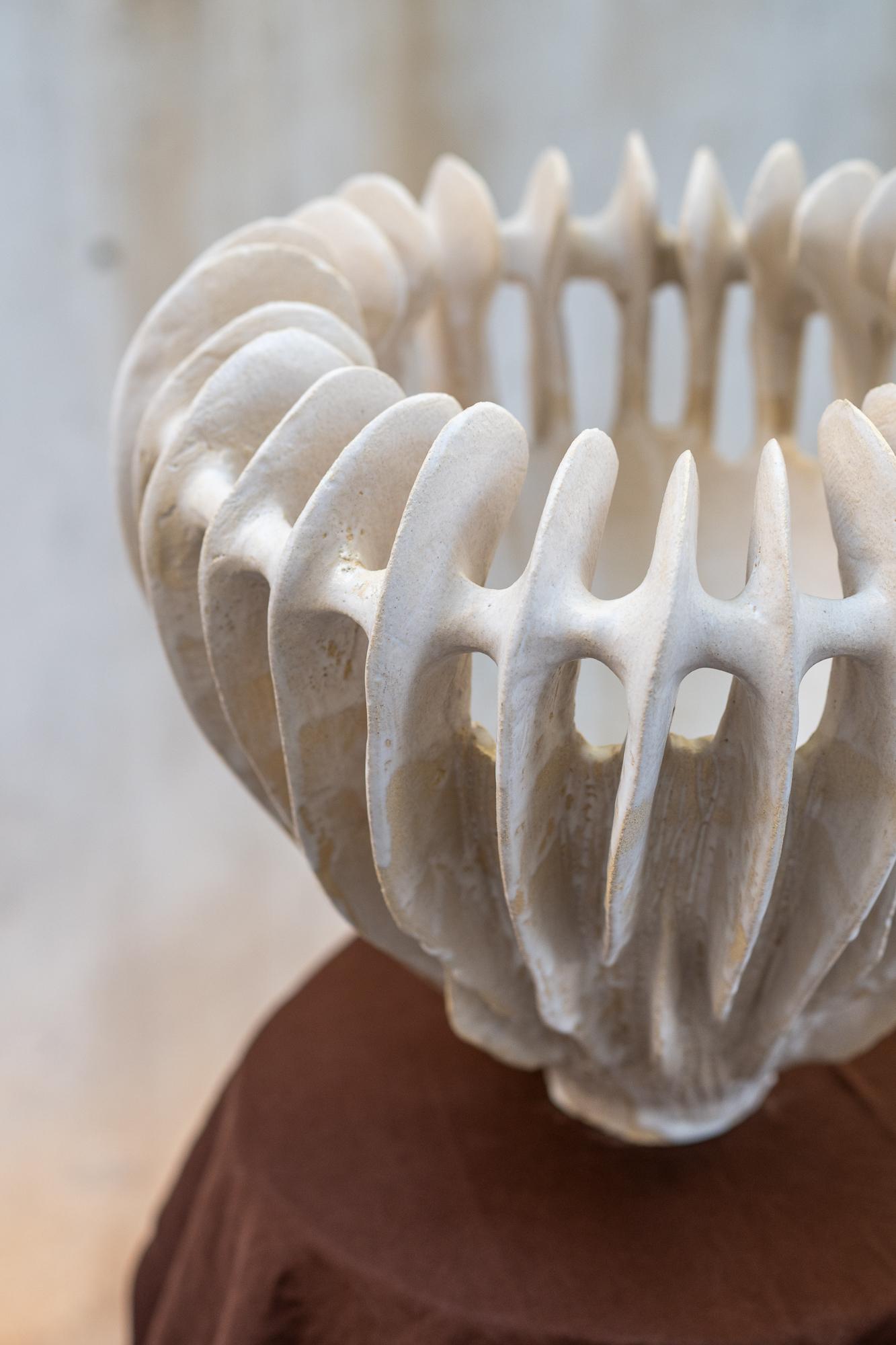 Modern Sea-Bon Decorative Bowl in Stoneware with Matte White Glaze by Kallia Panopoulou For Sale