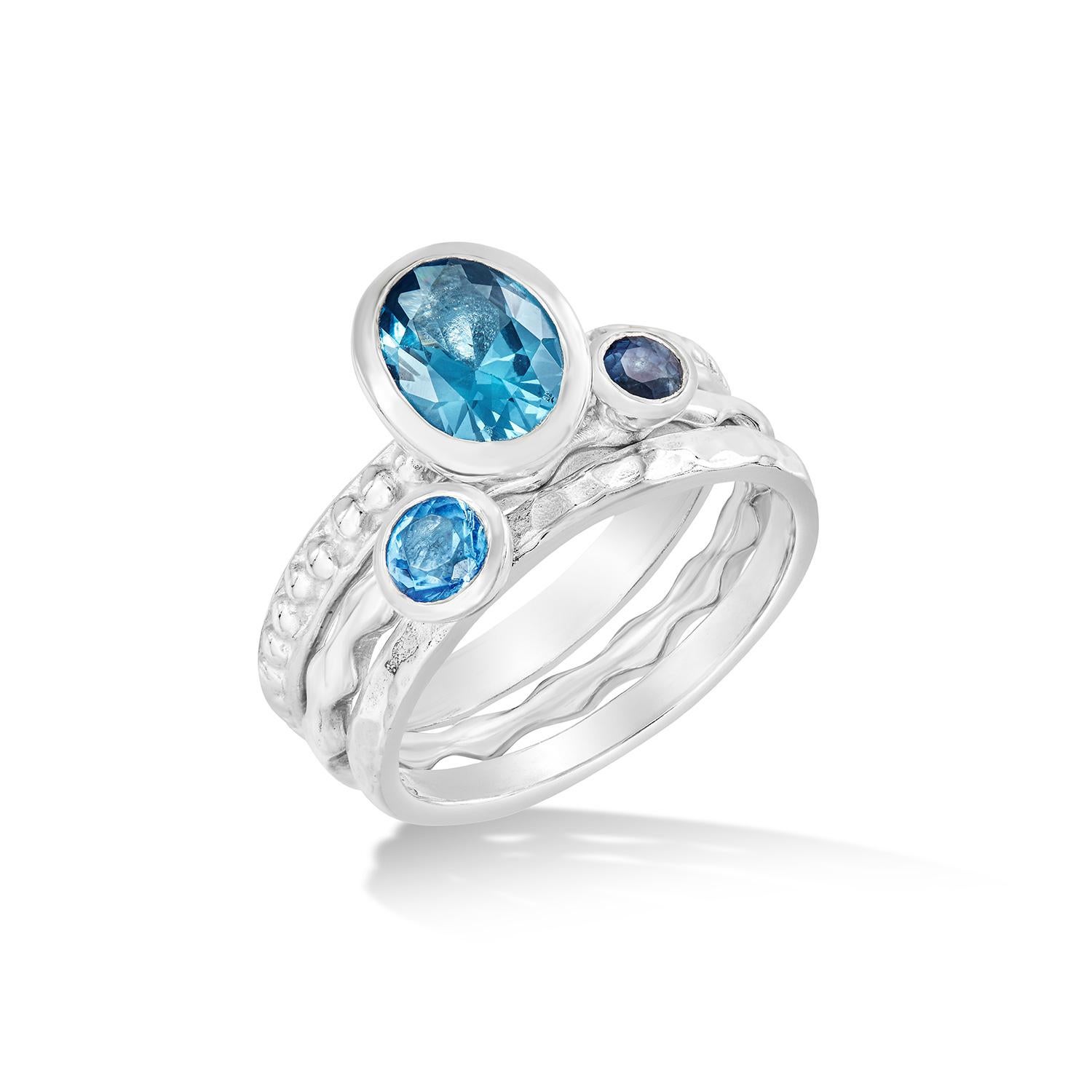 For Sale:  Sea Breeze Twinkle Stacking Rings In Sterling Silver 2