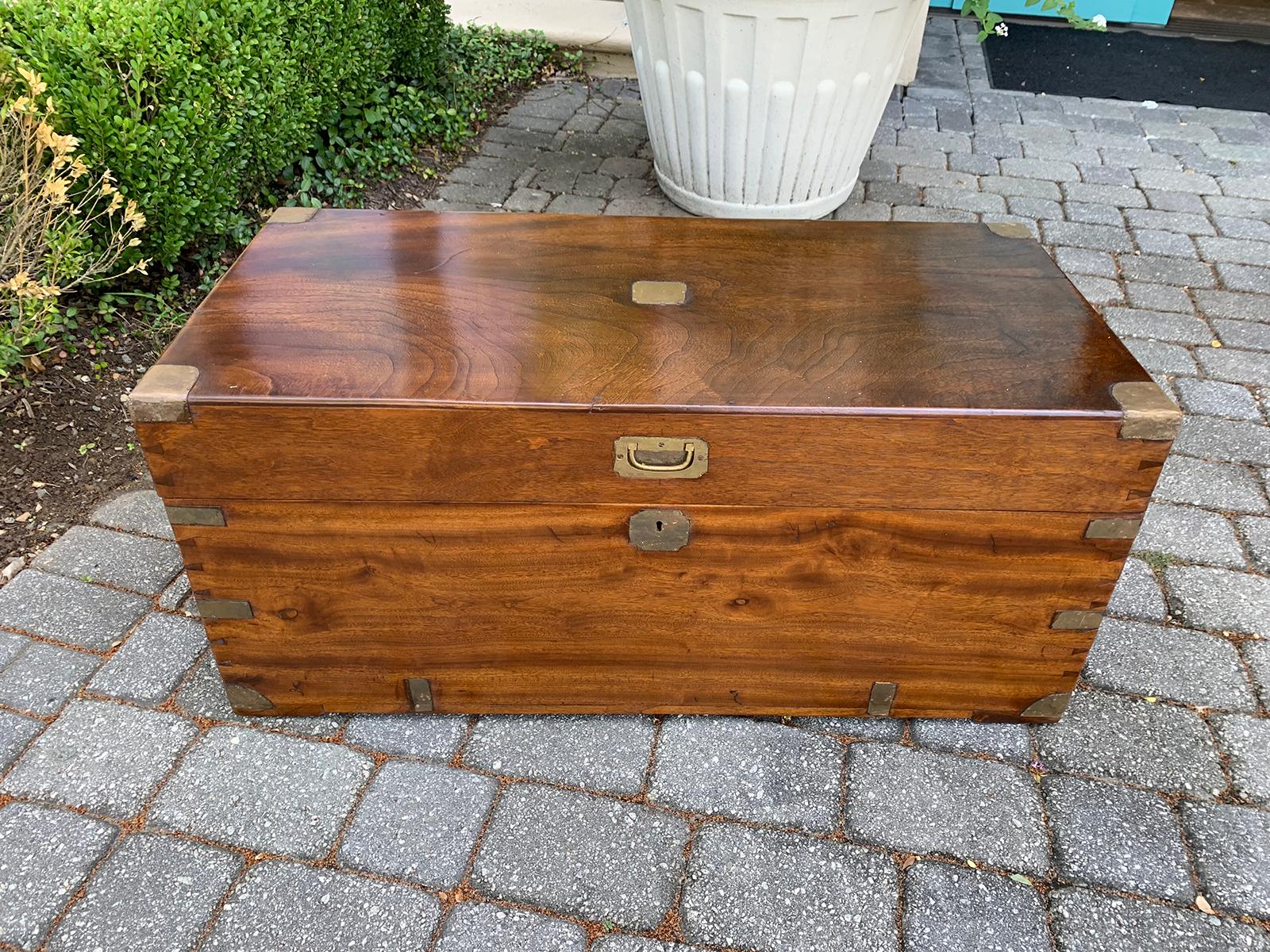 Mid-19th Century Sea Captains Campaign Style Camphor Wood Trunk, circa 1840