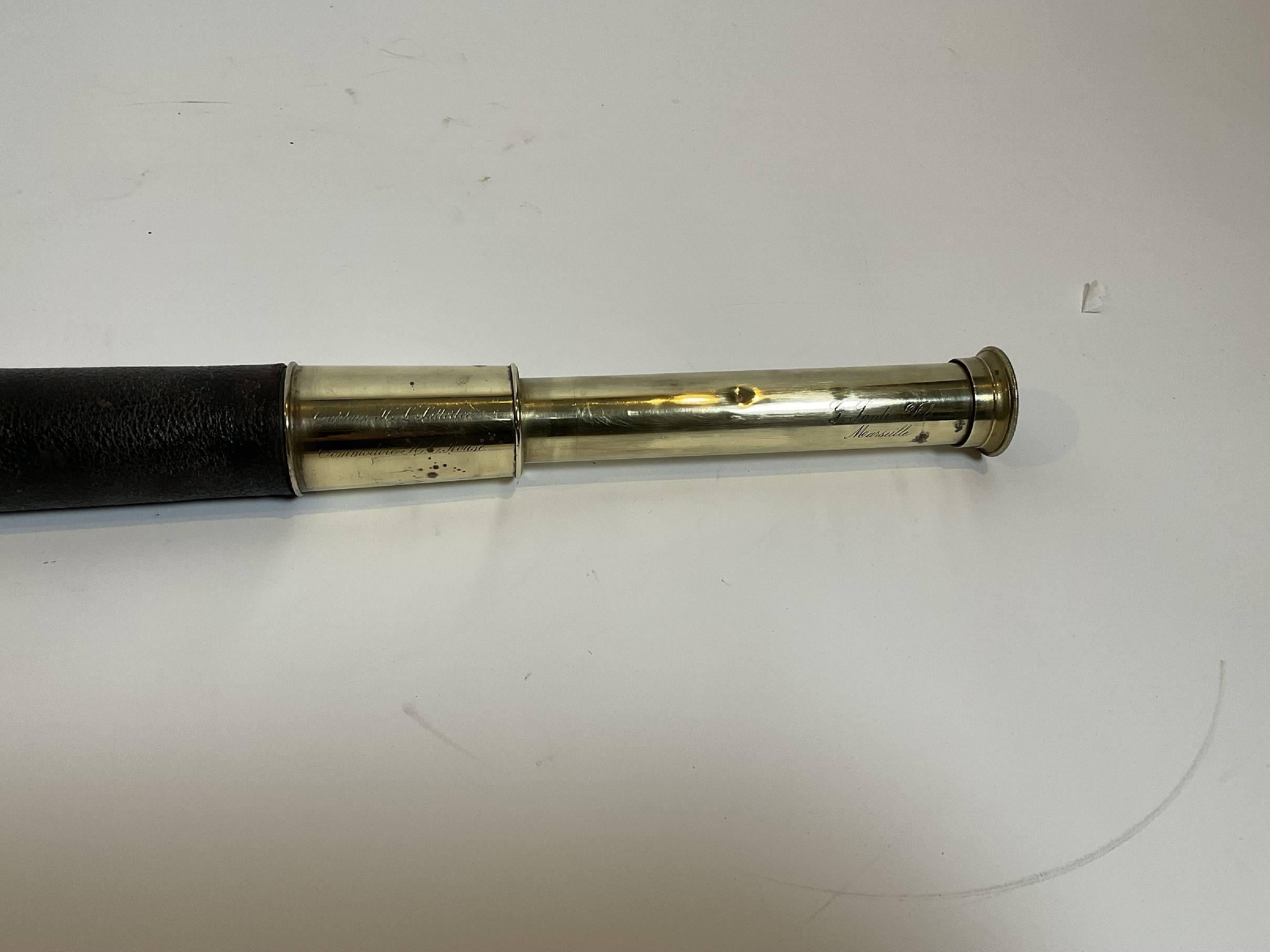 Laiton Telescope des capitaines des mers de G Santi Fils Marseille en vente