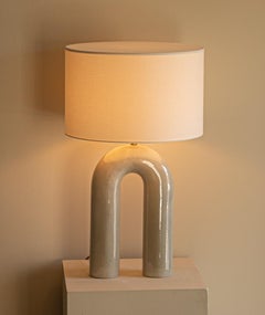 Sea Ceramic Arko Table Lamp with White Lampshade by Simone & Marcel