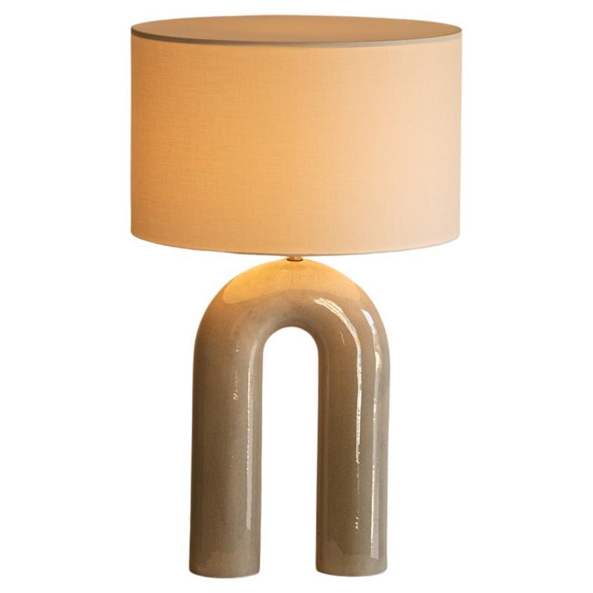 Sea Ceramic Arko Table Lamp with White Lampshade by Simone & Marcel For Sale