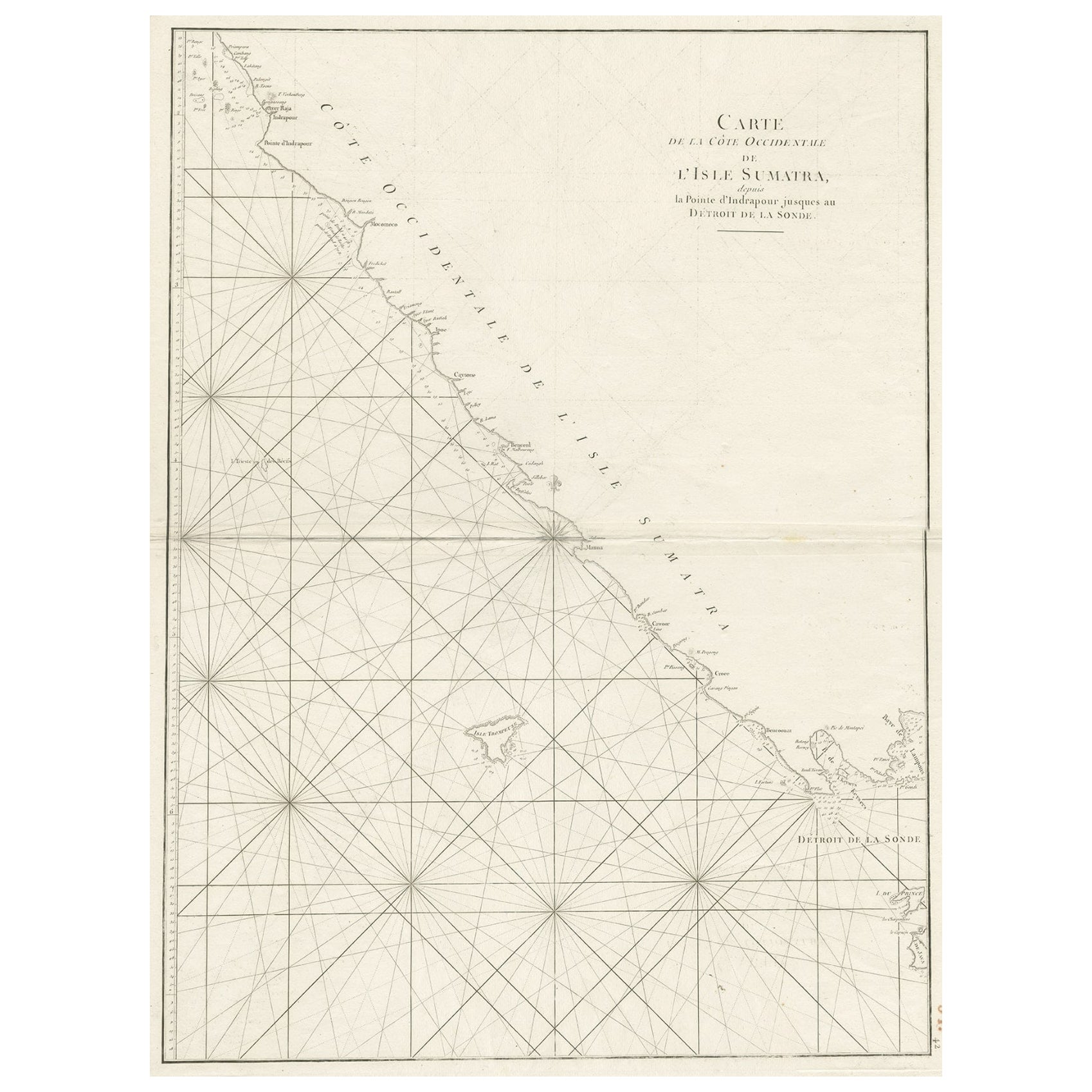 Carte des mers d'une partie de la côte sud-ouest de Sumatra et des Nias, Indonésie, C1775