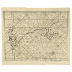 Carte des mers intitulée « Baya de Saldanha » avec l'île de Robben en Afrique du Sud, 1726