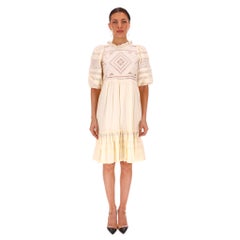 Sea Cotton Ruffle Embroidered Tiered Dress