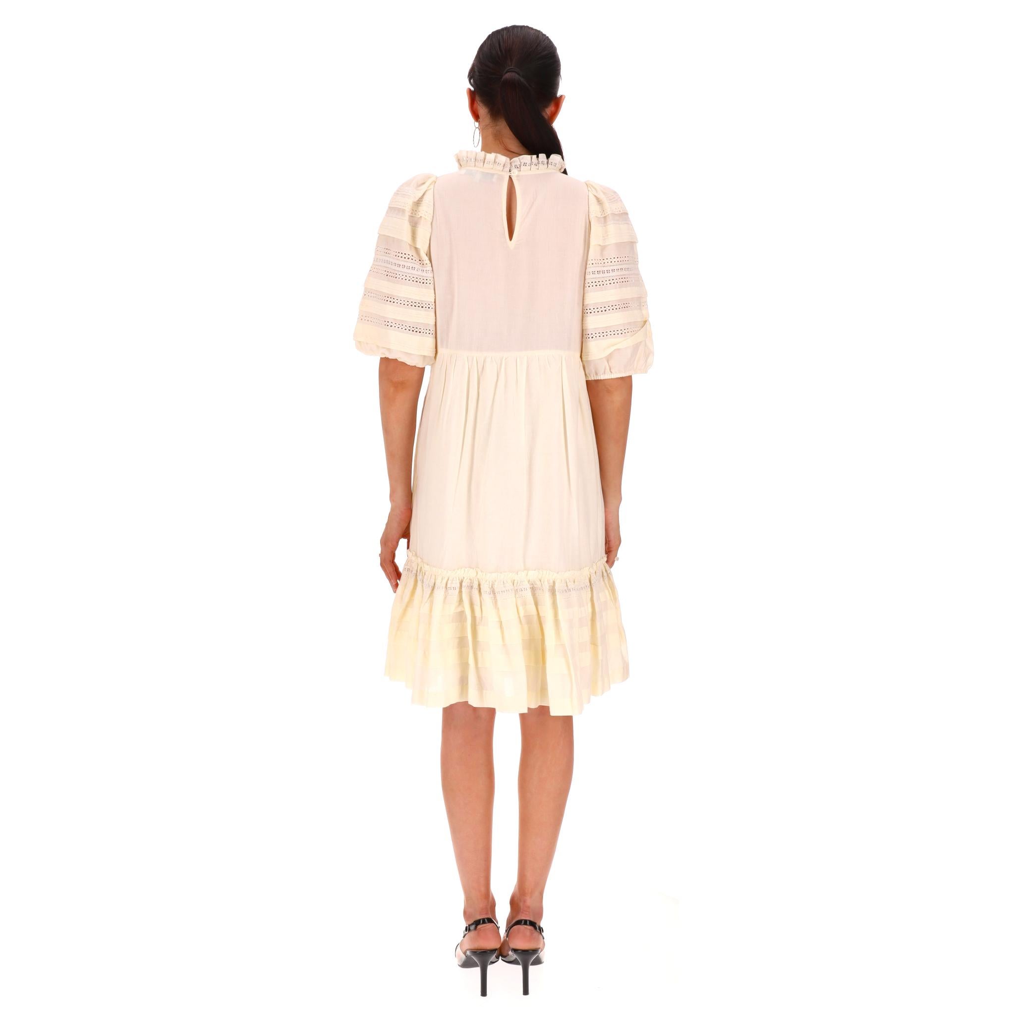 Sea Cotton Ruffle Embroidered Tiered Dress In Excellent Condition For Sale In London, GB