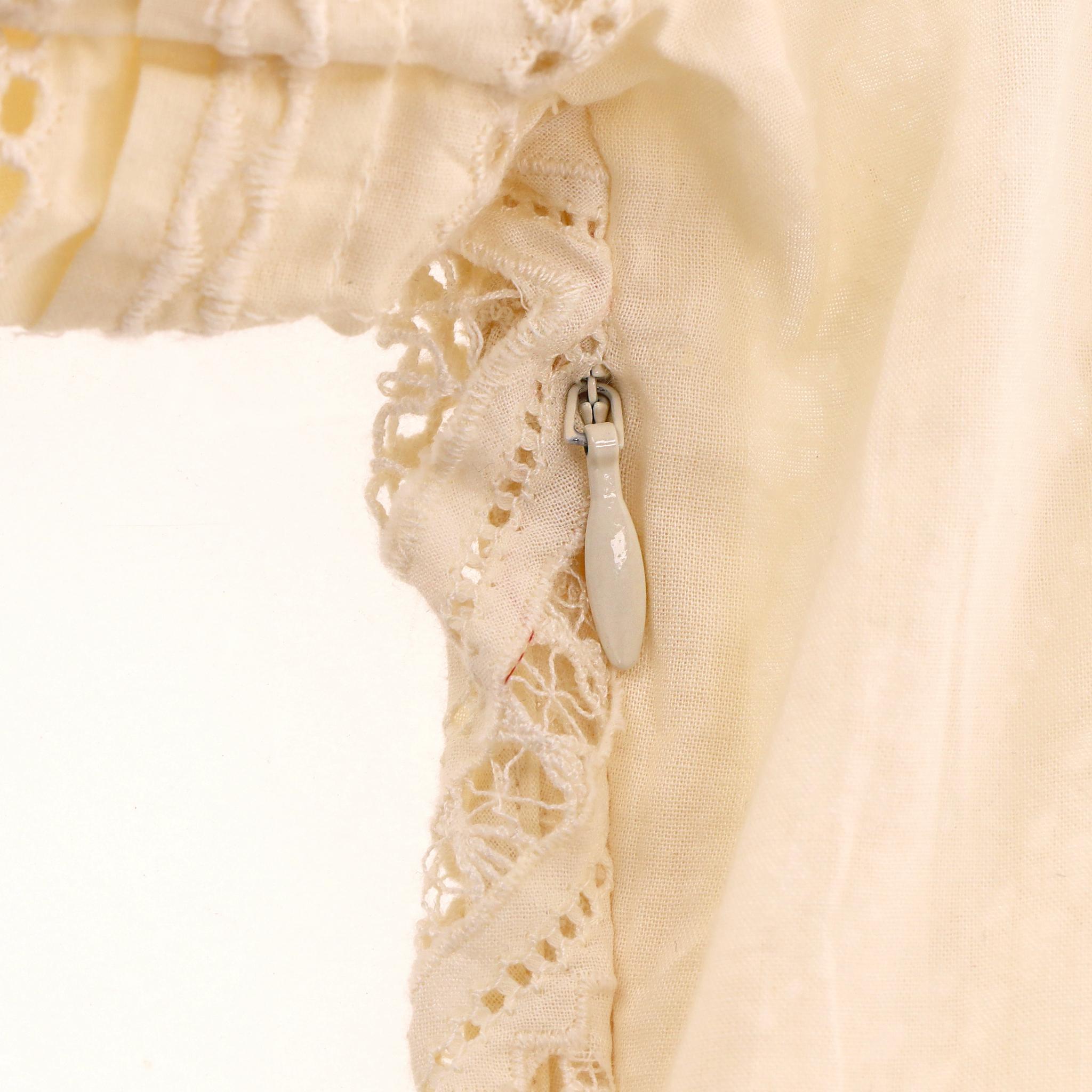 Sea Cotton Ruffle Embroidered Tiered Dress For Sale 1