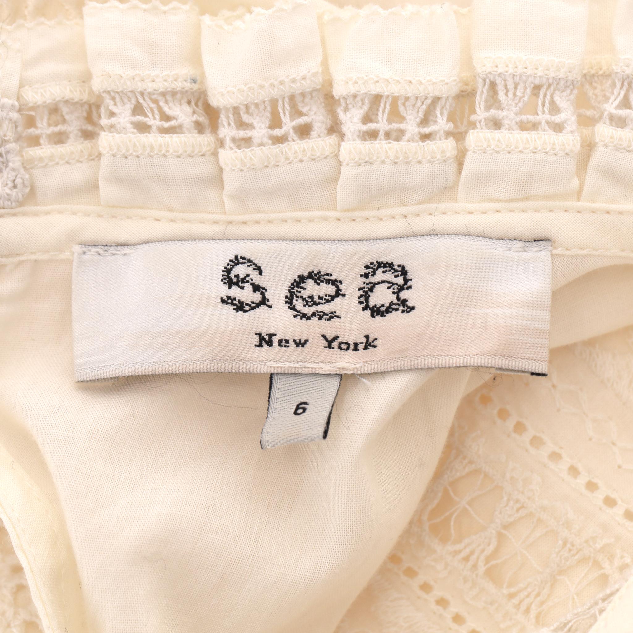 Sea Cotton Ruffle Embroidered Tiered Dress For Sale 3