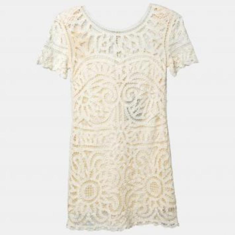 Mar Crema Battenburg Vestido de Encaje XS en venta 4
