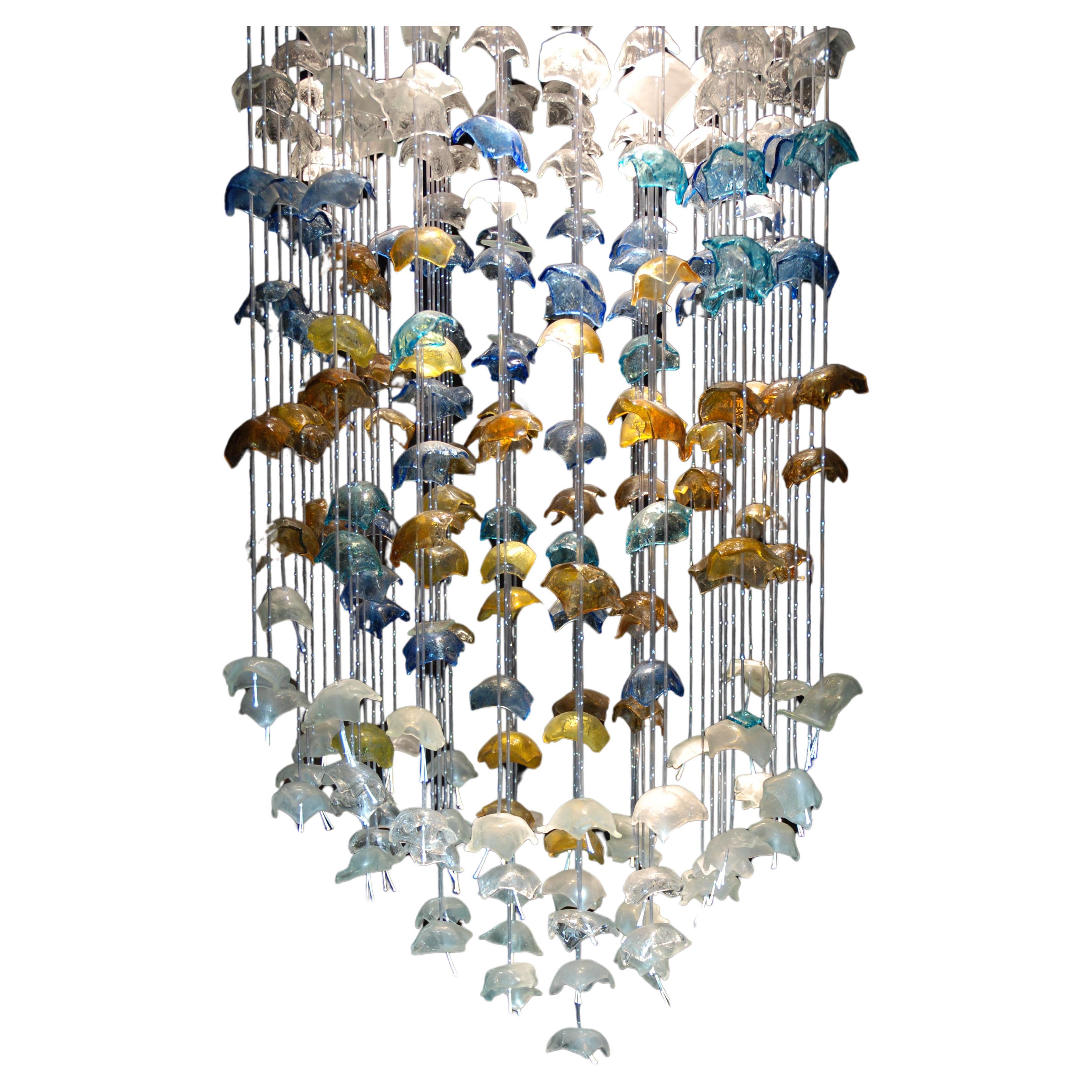 "Sea Flowers" Art Glass Light Installation by Edith Baranska For Sale
