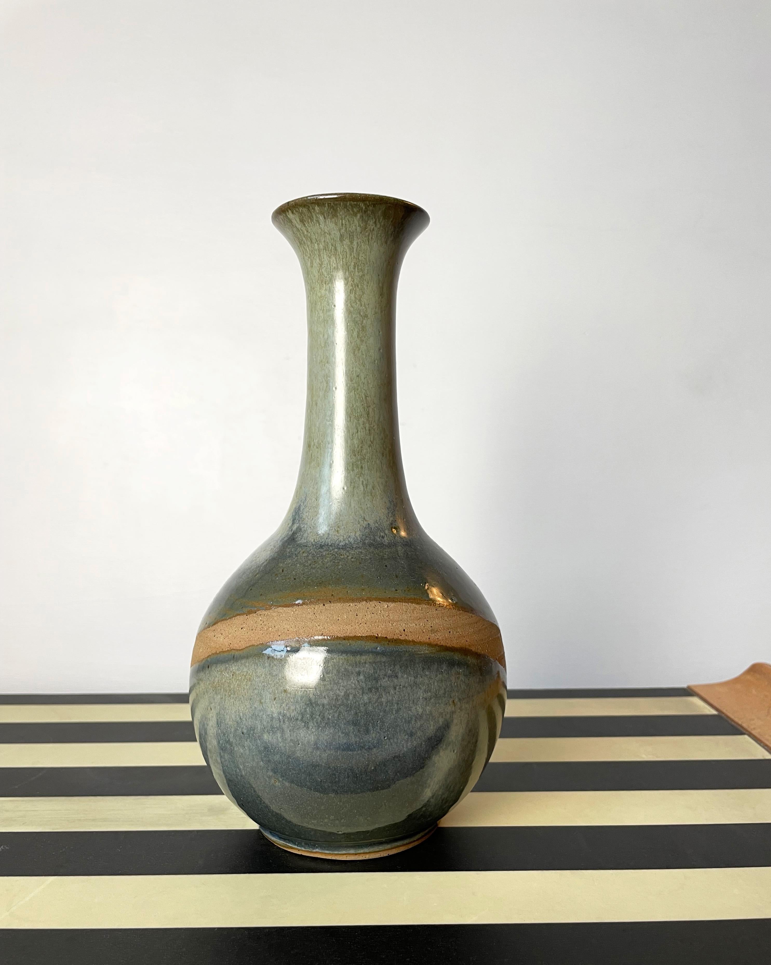 Mid-Century Modern Danish Modern Sea Foam Green Ceramic Vase, 1960s For Sale
