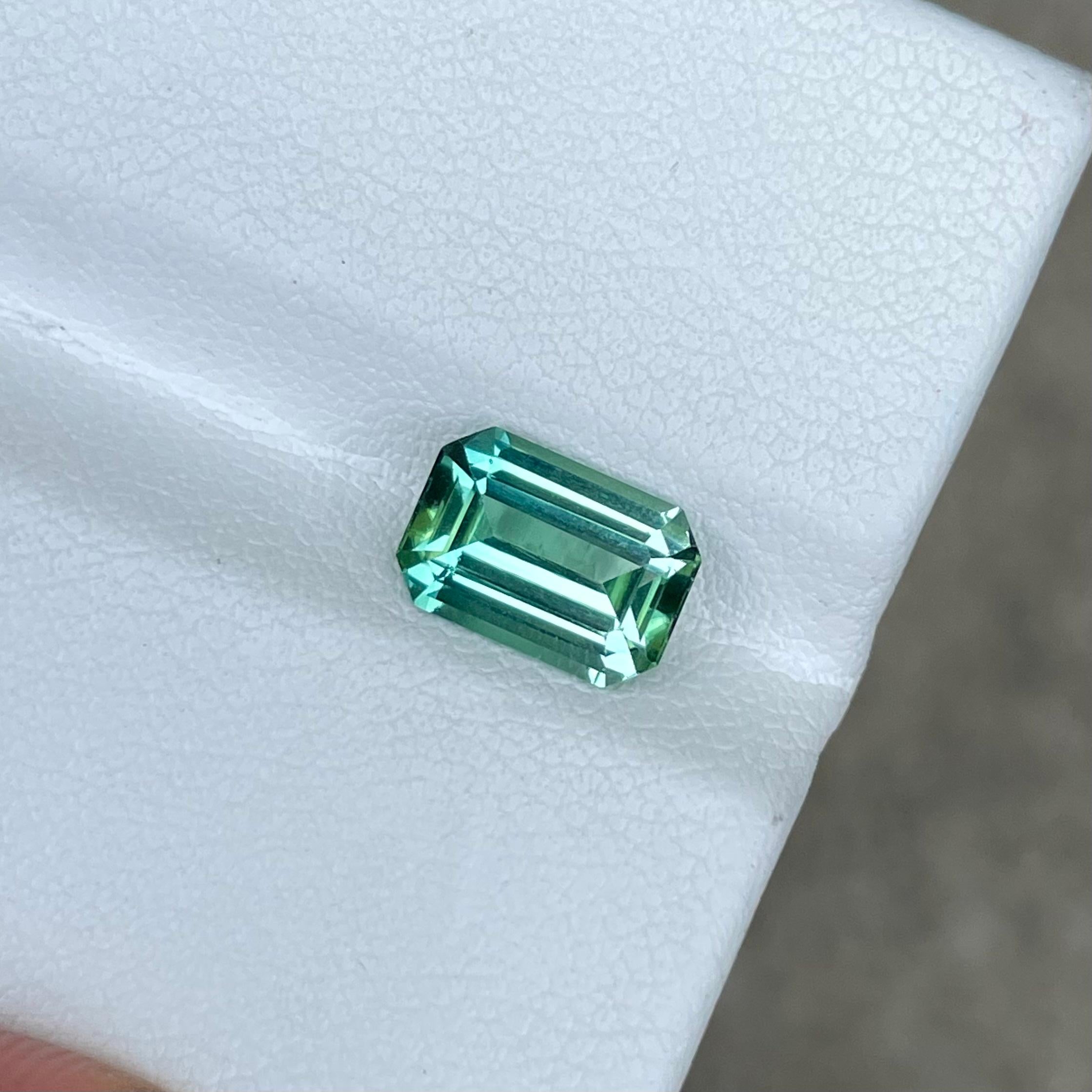 Modern Sea-Foam Green Tourmaline 2.05 Carats Emerald Cut Natural Afghani Gemstone For Sale