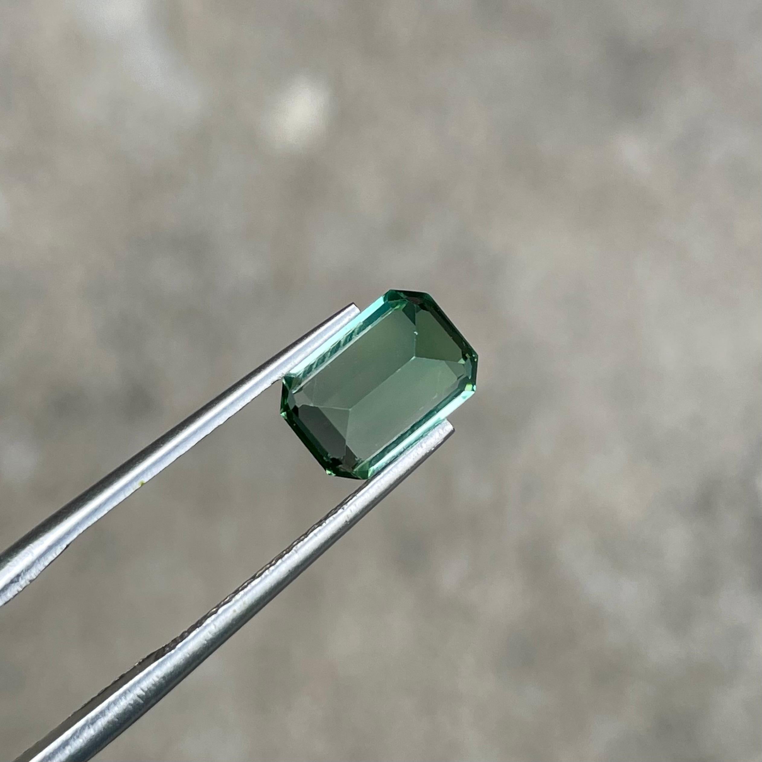 Sea-Foam Green Tourmaline 2.05 Carats Emerald Cut Natural Afghani Gemstone In New Condition For Sale In Bangkok, TH