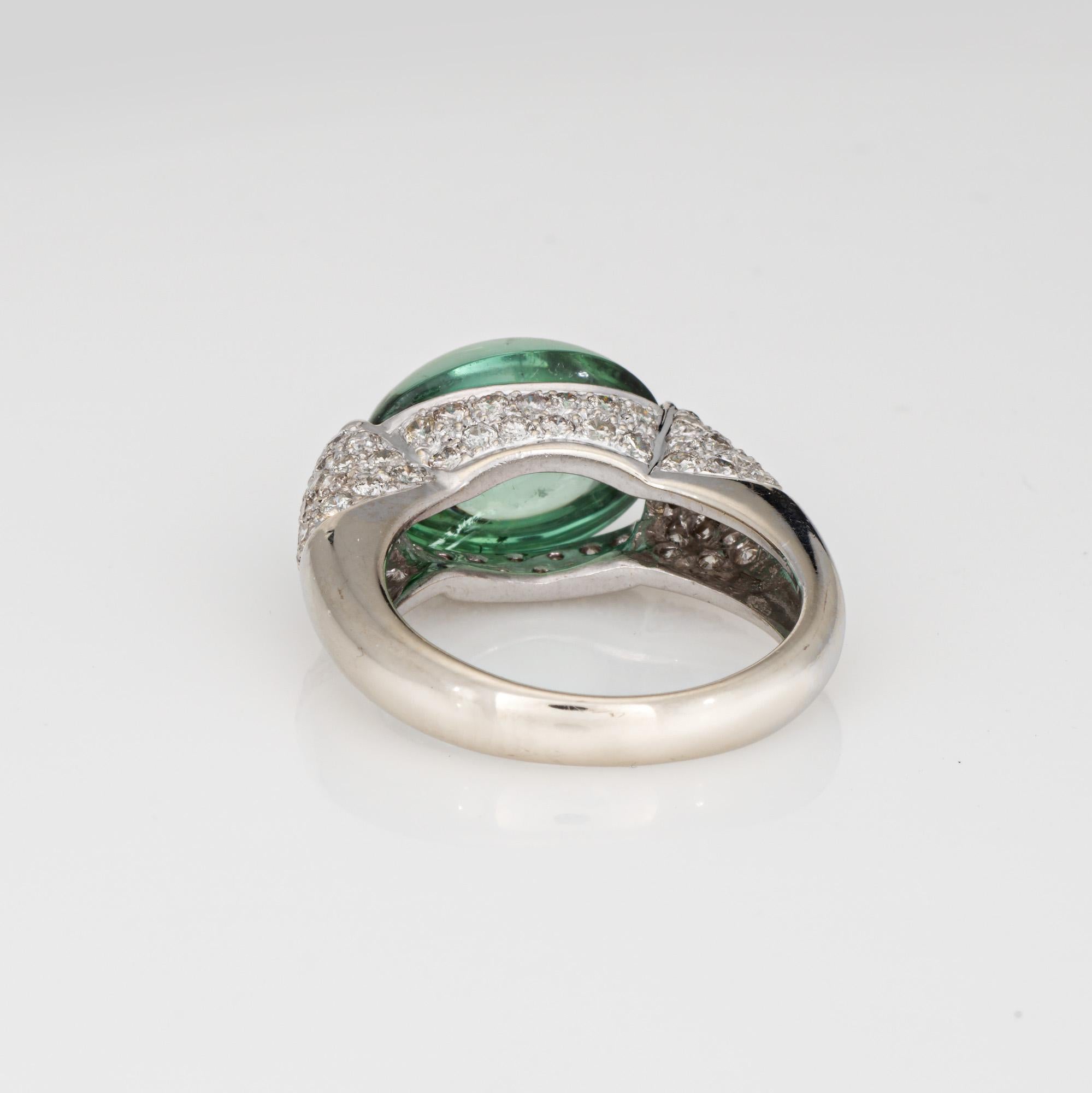 De las mujeres Espuma de mar turmalina verde anillo de diamantes Sz 6.5 14k oro blanco Fine Estate en venta