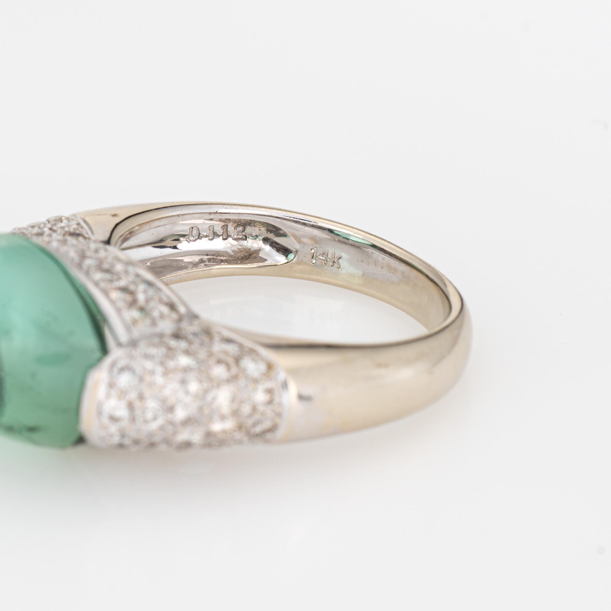 Espuma de mar turmalina verde anillo de diamantes Sz 6.5 14k oro blanco Fine Estate en venta 2