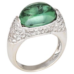 Sea Foam Ring aus 14k Weißgold mit grünem Turmalin und Diamant Gr. 6,5, feiner Nachlass