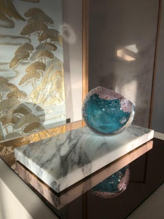 'Sea Foam' Vase in Pink & Blue on Marble