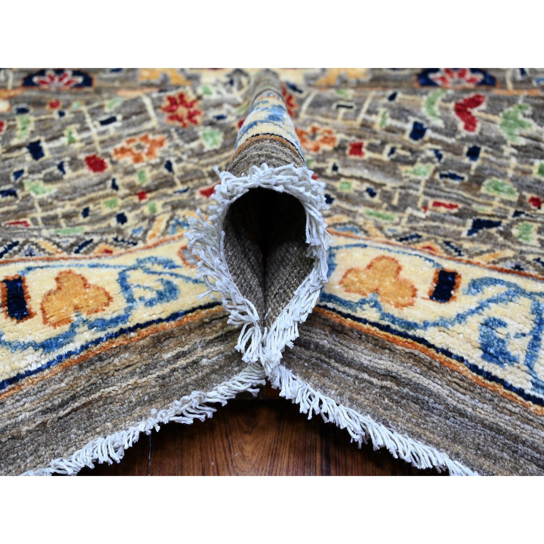 Handgeknüpfter, übergroßer orientalischer Teppich aus Wolle in Meeresgrau, feiner Aryana Mamluk in Übergröße 12' x 15'9