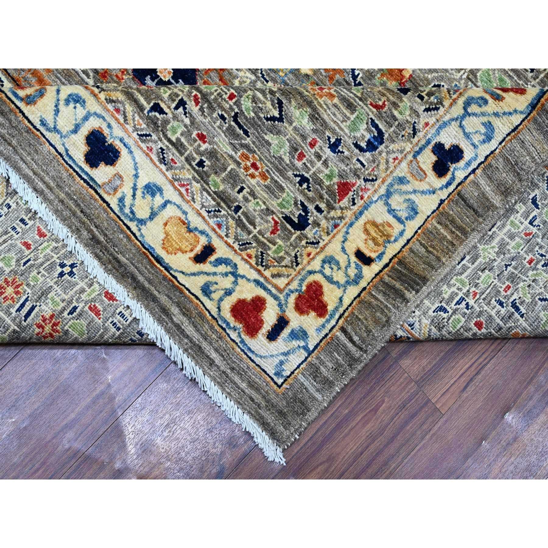 Handgeknüpfter, übergroßer orientalischer Teppich aus Wolle in Meeresgrau, feiner Aryana Mamluk in Übergröße 12' x 15'9