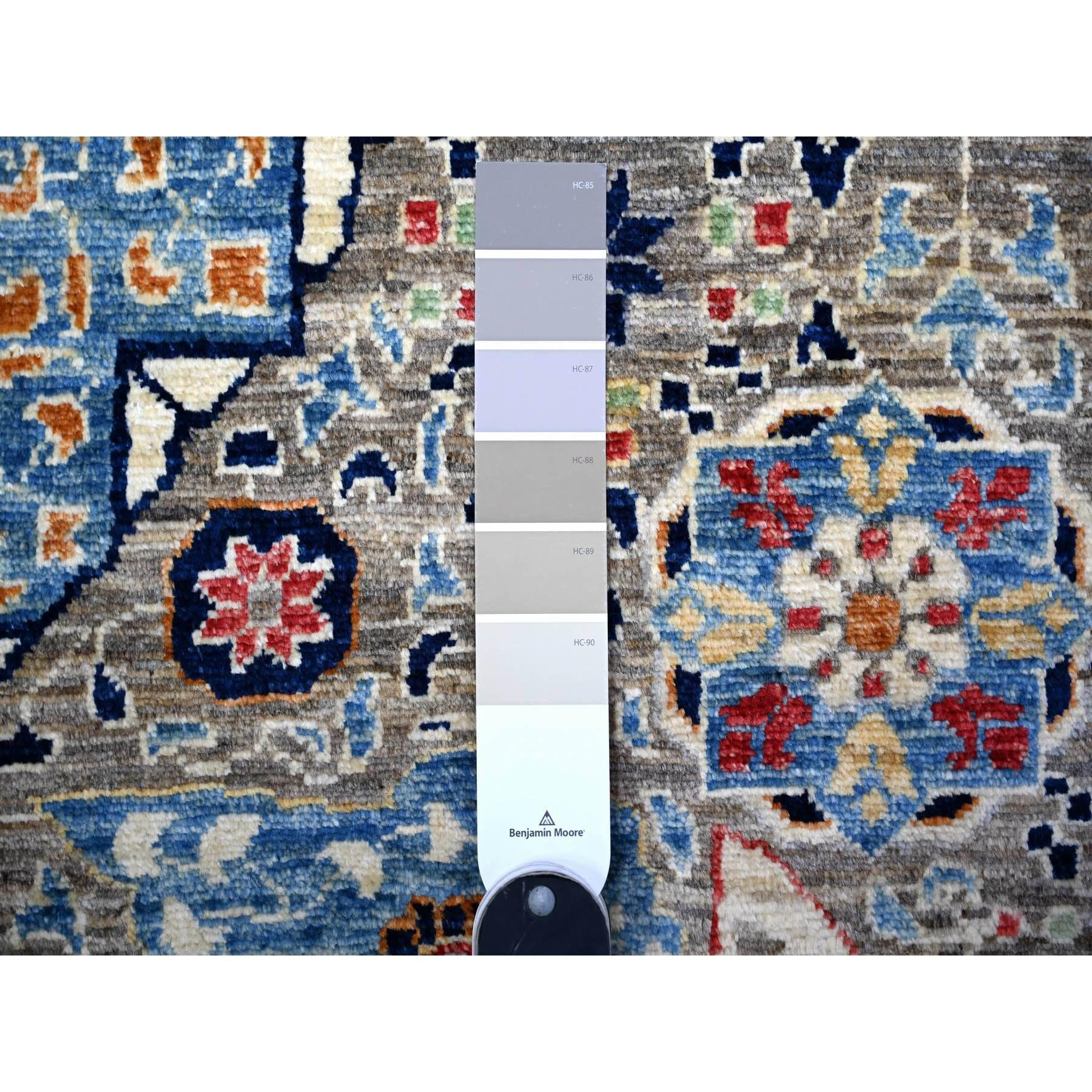 Handgeknüpfter, übergroßer orientalischer Teppich aus Wolle in Meeresgrau, feiner Aryana Mamluk in Übergröße 12' x 15'9